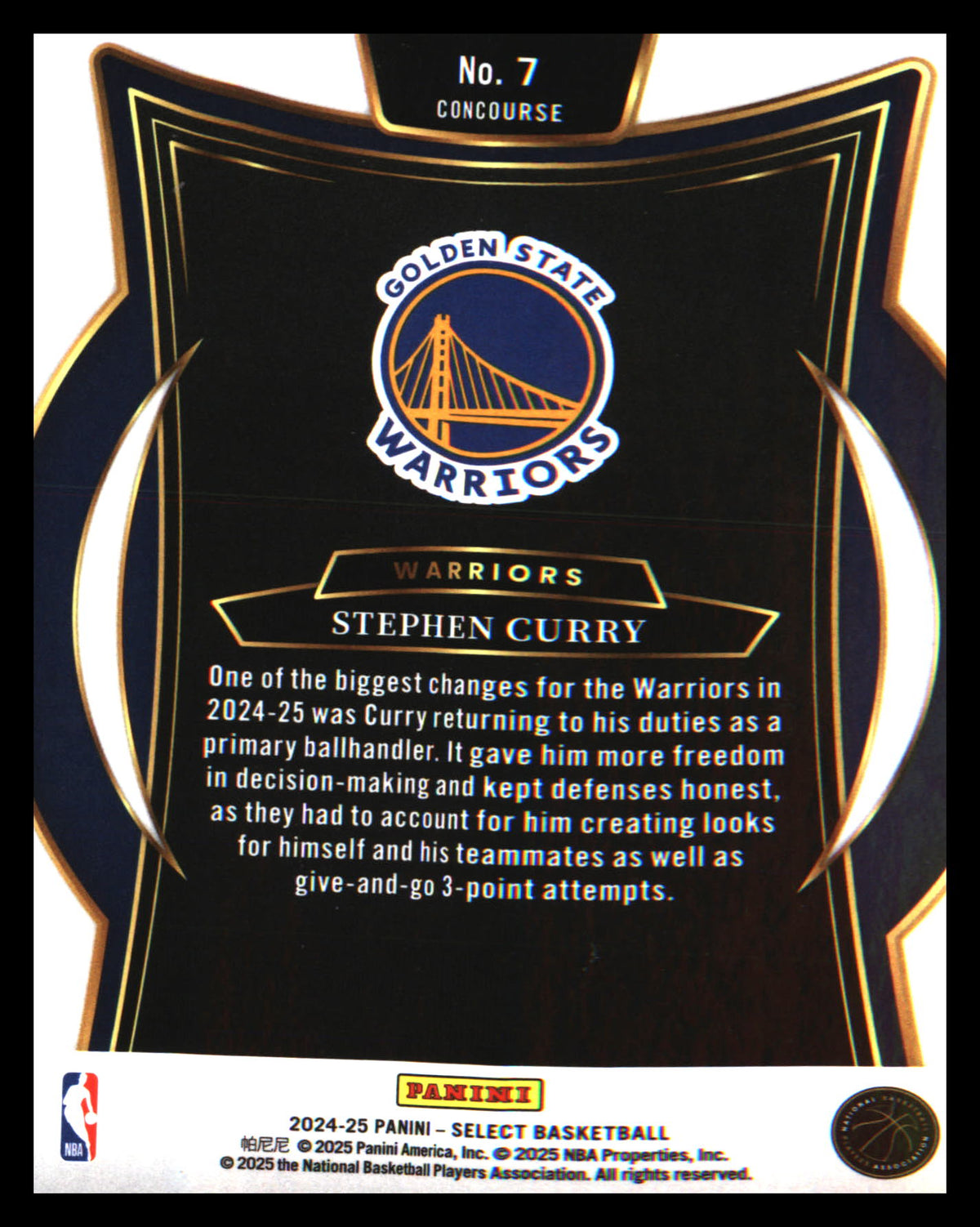 2024-25 Panini Select Blue (Retail) #7 Stephen Curry