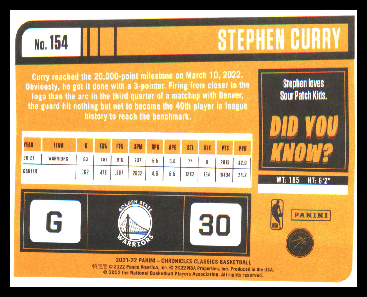2021-22 Panini Chronicles #154 Stephen Curry