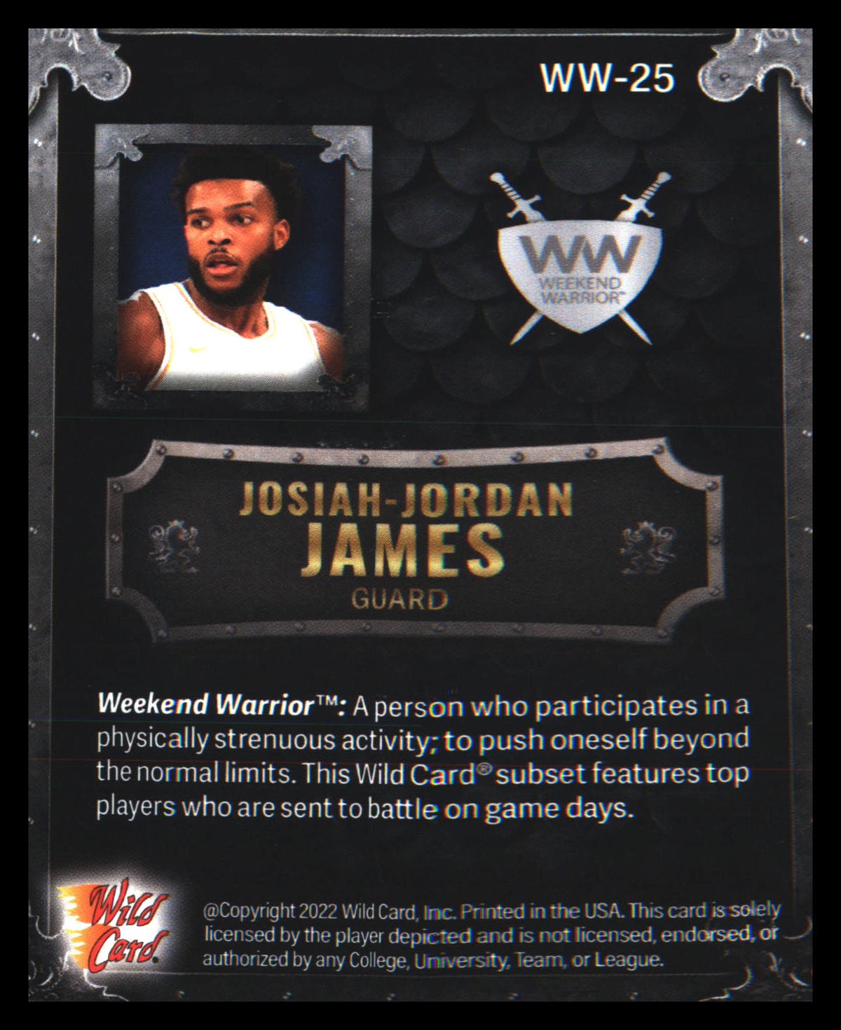2022 WC Matte WW Silver/Black/Blue #WW-25 Josiah-Jordan James /150