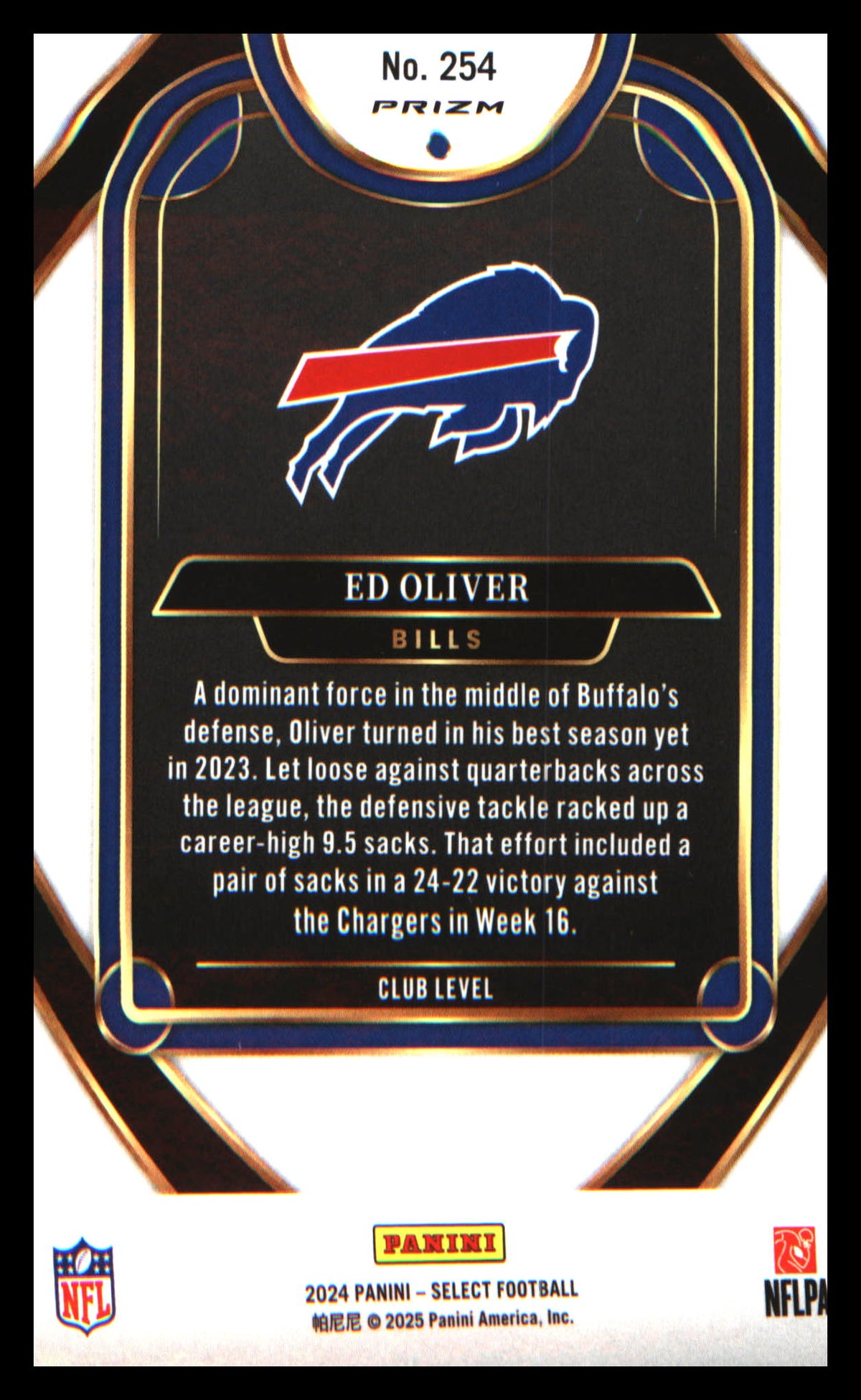 2024 Panini Select Red & Yellow Prizm Shock #254 Ed Oliver - Veteran Sports Cards FL