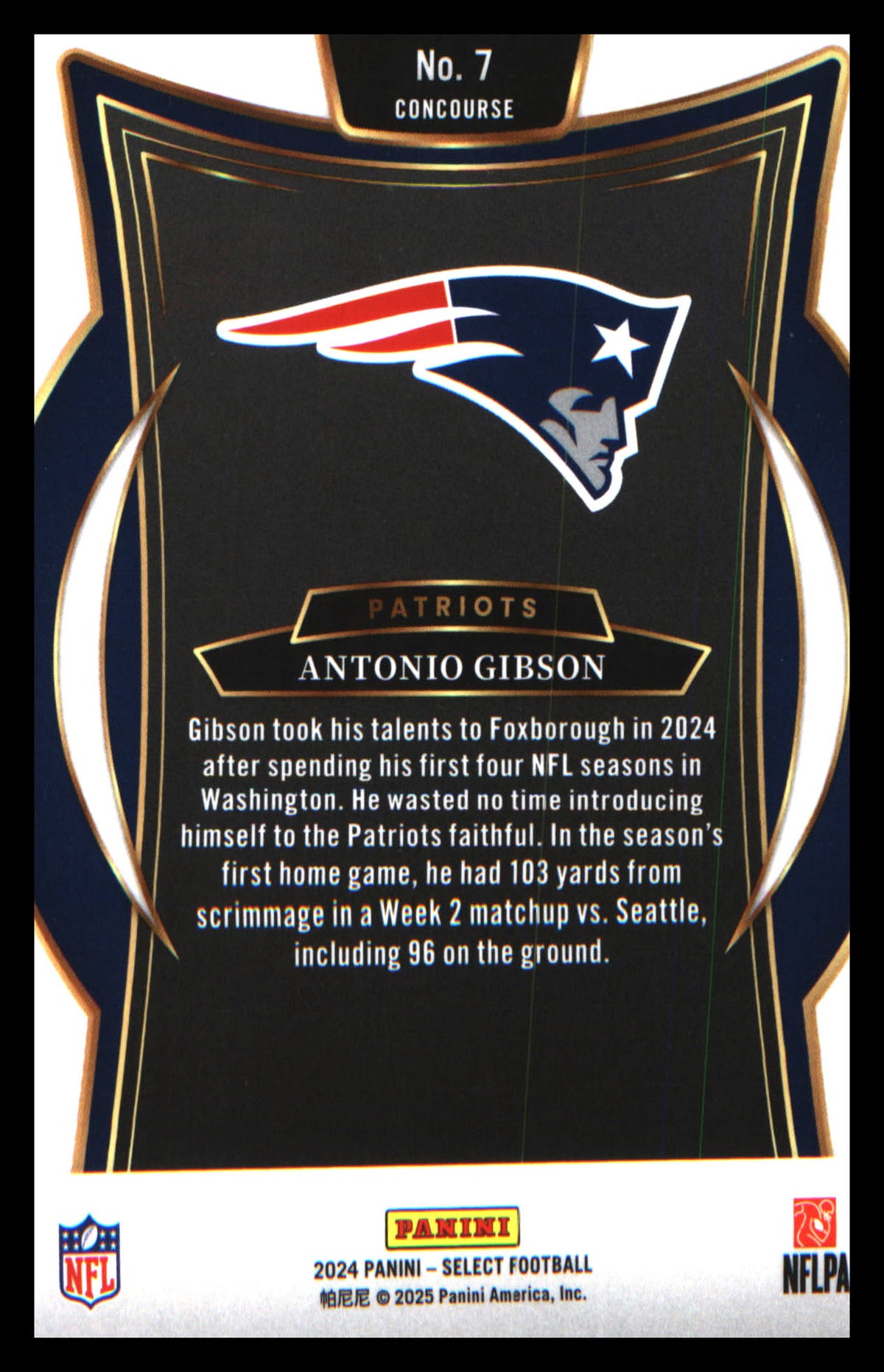 Football 2024 Panini Select #7 Antonio Gibson