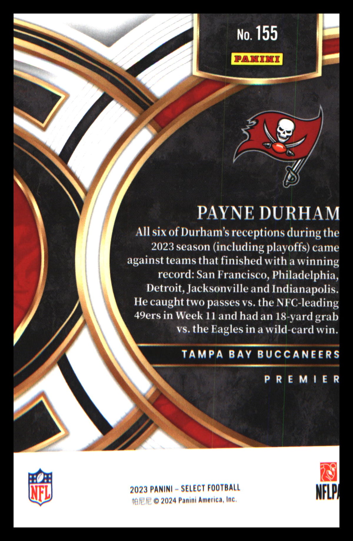Football 2023 Panini Select #155 Payne Durham