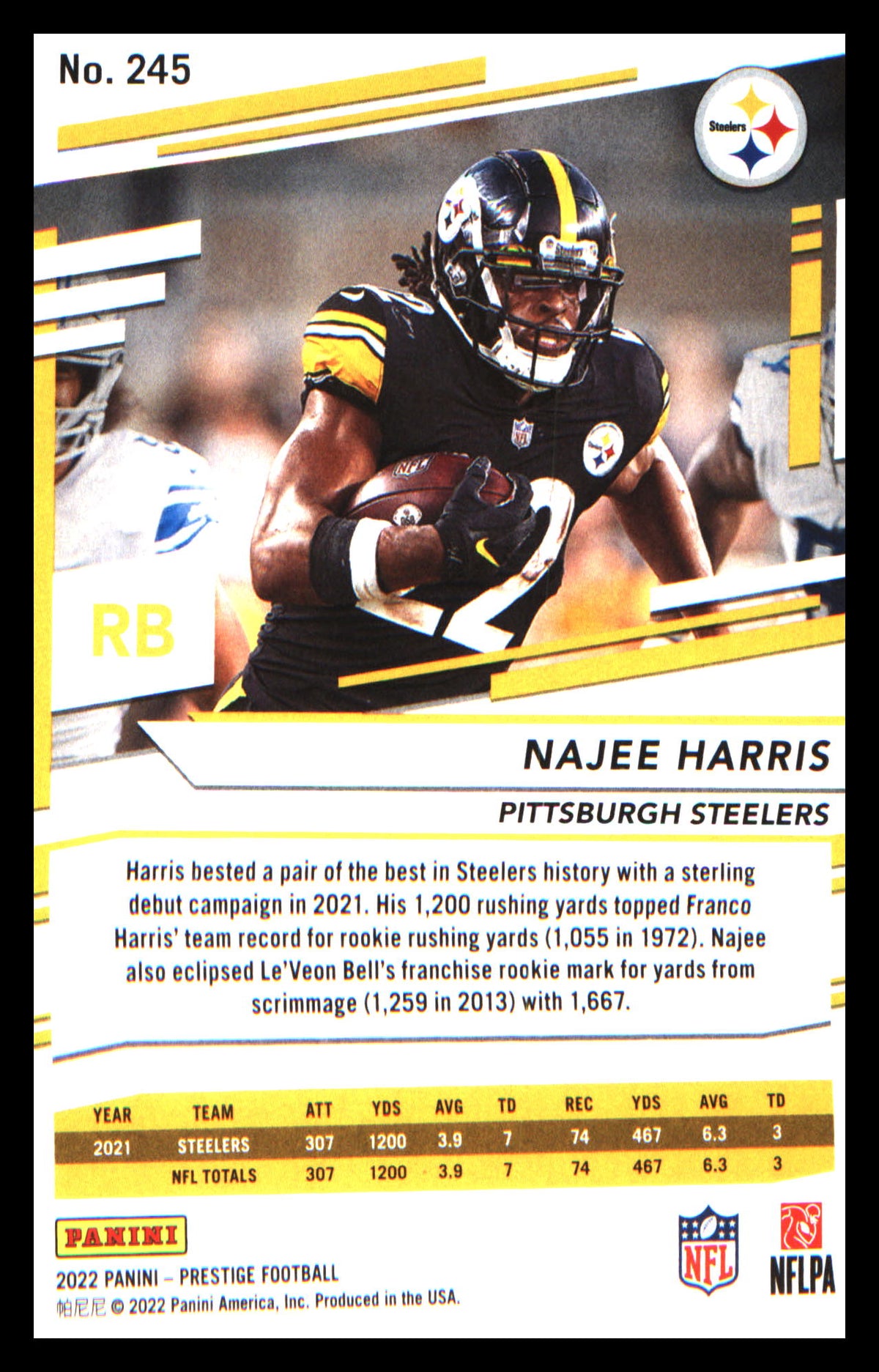 Football 2022 Panini Prestige Xtra Points Sunburst #245 Najee Harris