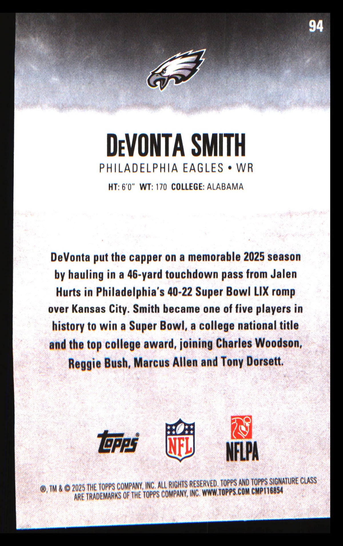2025 Topps Signature Class #94 DeVonta Smith