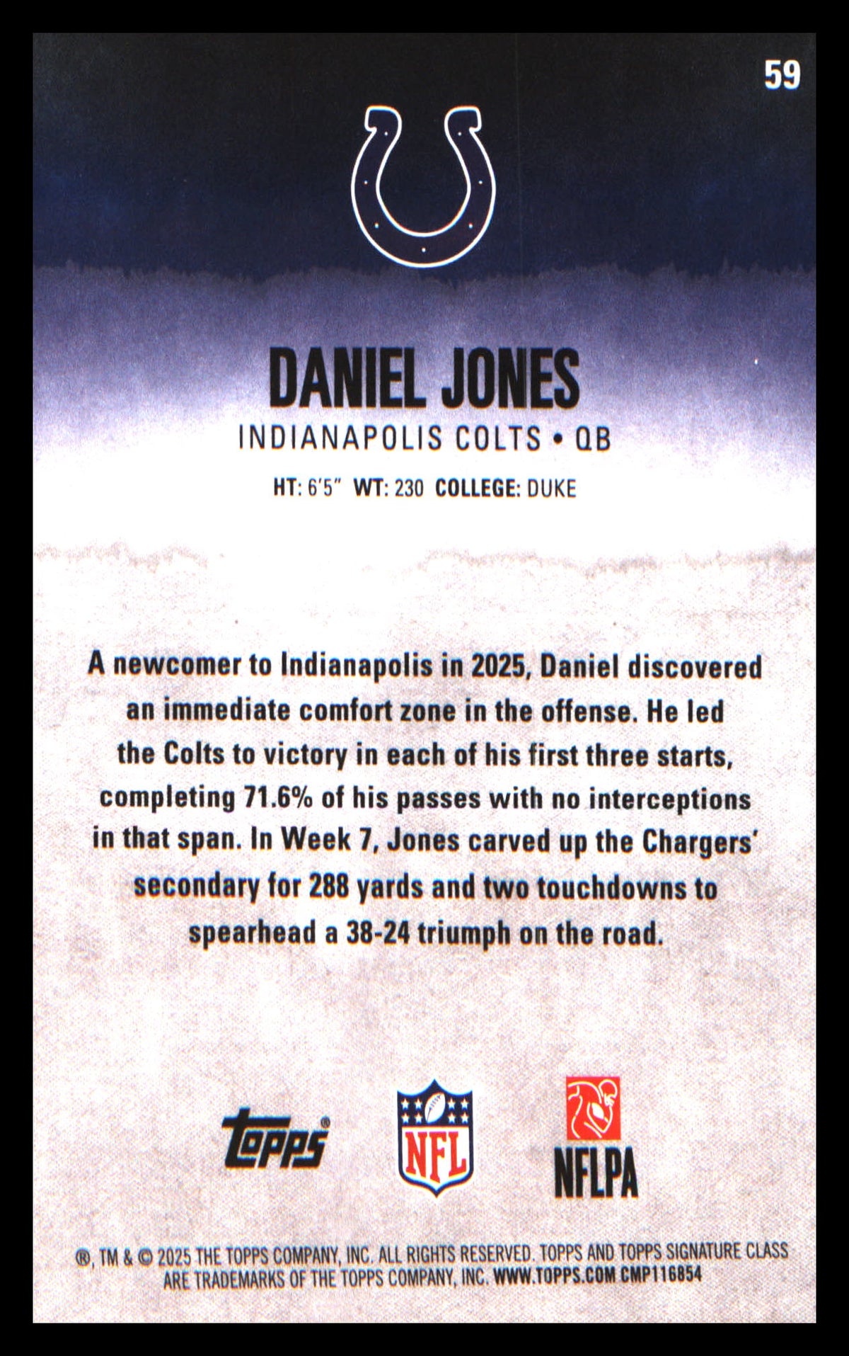 2025 Topps Signature Class #59 Daniel Jones
