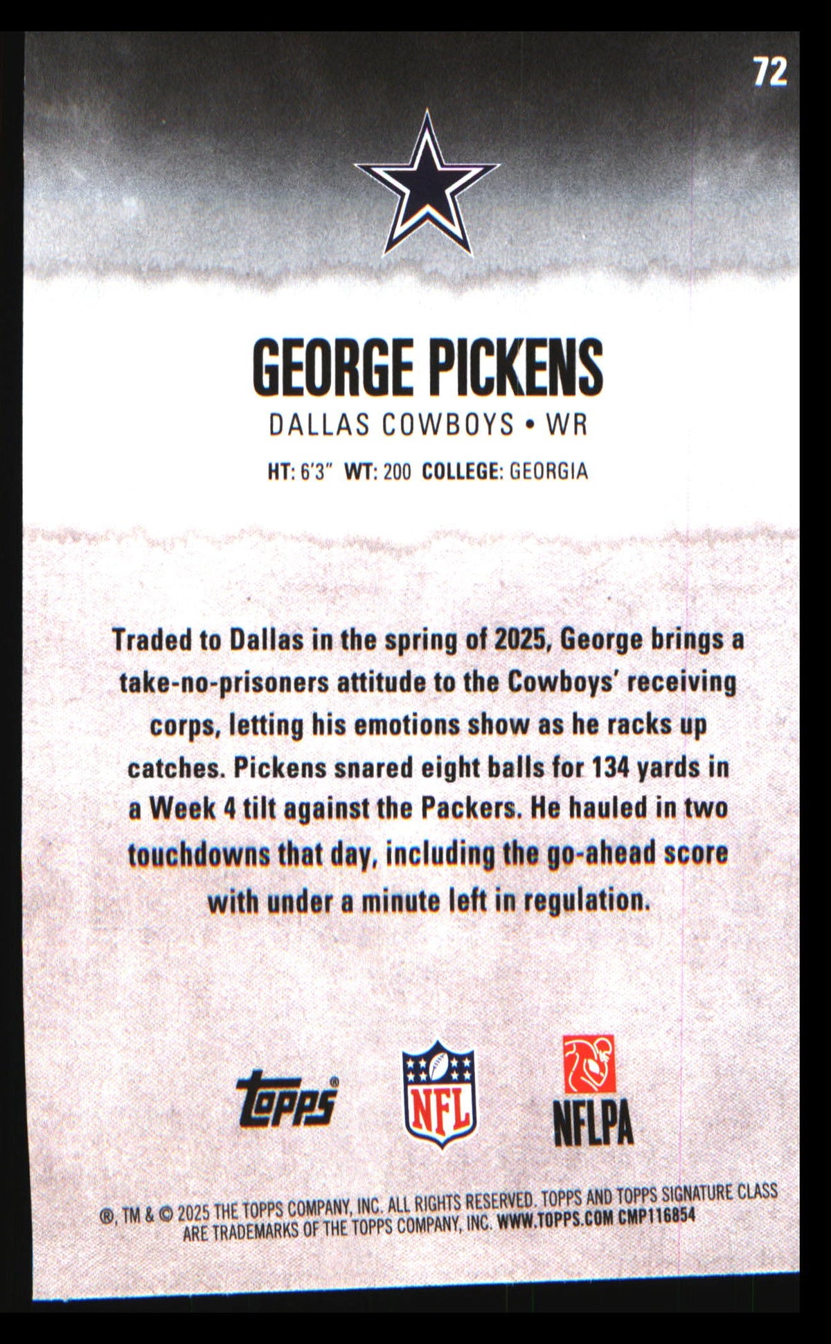 2025 Topps Signature Class #72 George Pickens