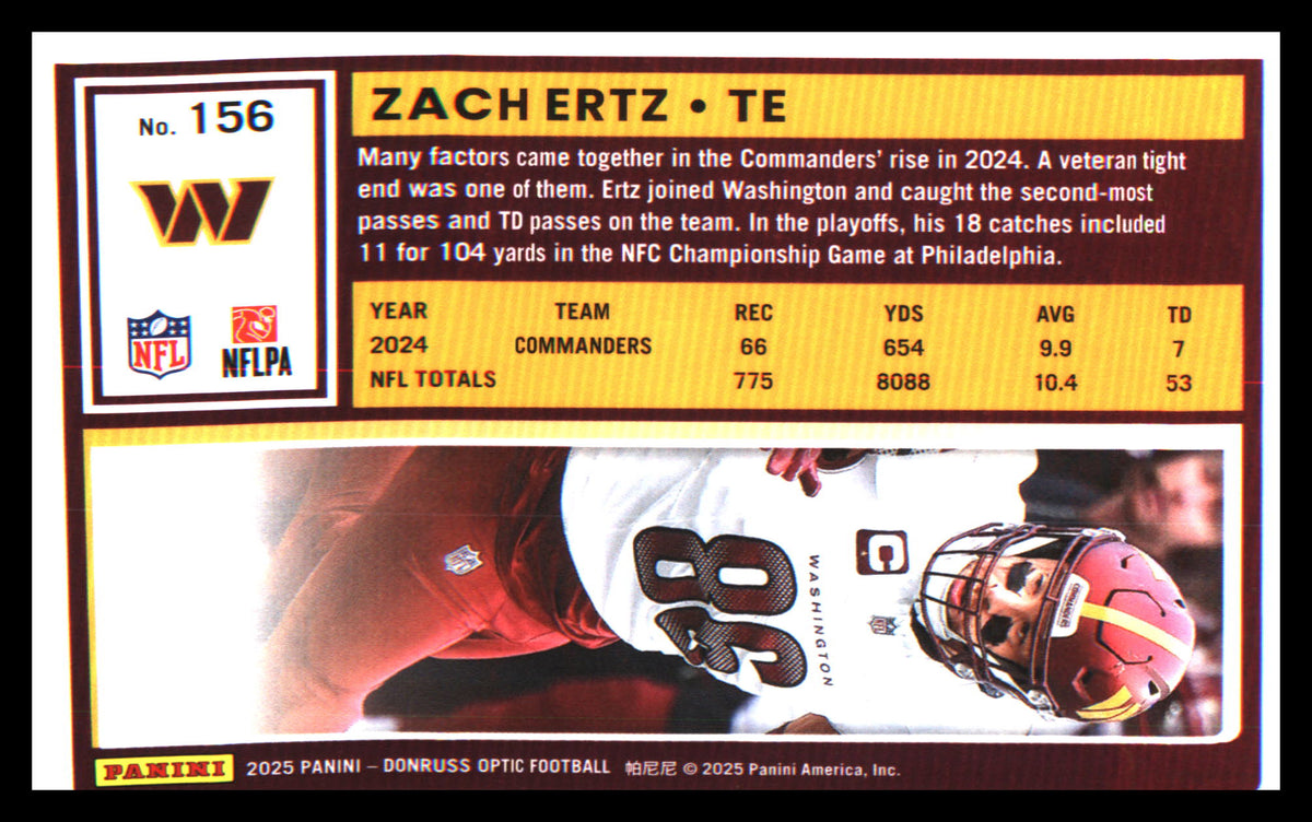 Football 2025 Donruss Optic #156 Zach Ertz