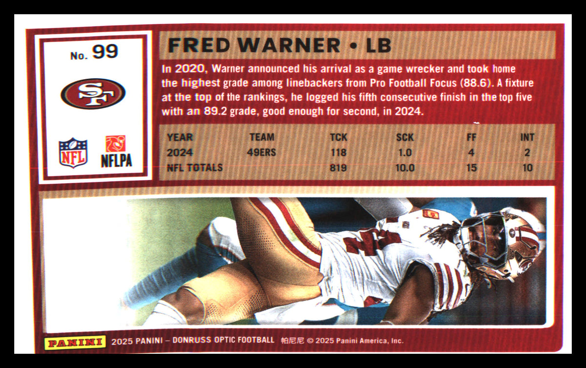 Football 2025 Donruss Optic #99 Fred Warner