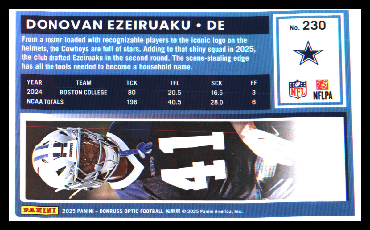 Football 2025 Donruss Optic #230 Donovan Ezeiruaku Rookie Rookie