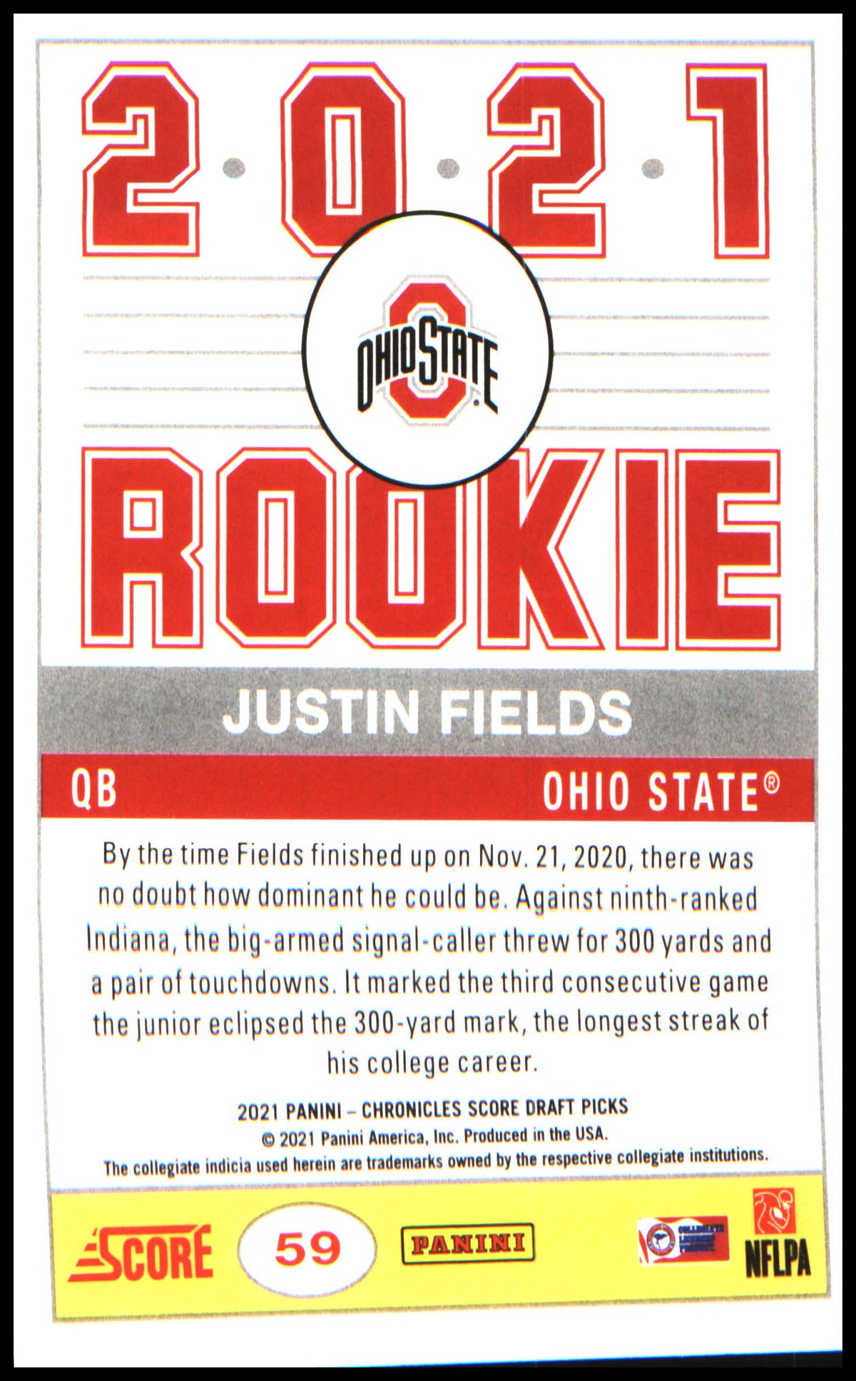 Football 2021 Panini Chronicles Draft Picks #59 Justin Fields