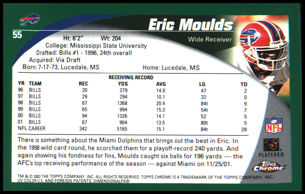Football 2002 Topps Chrome #55 Eric Moulds