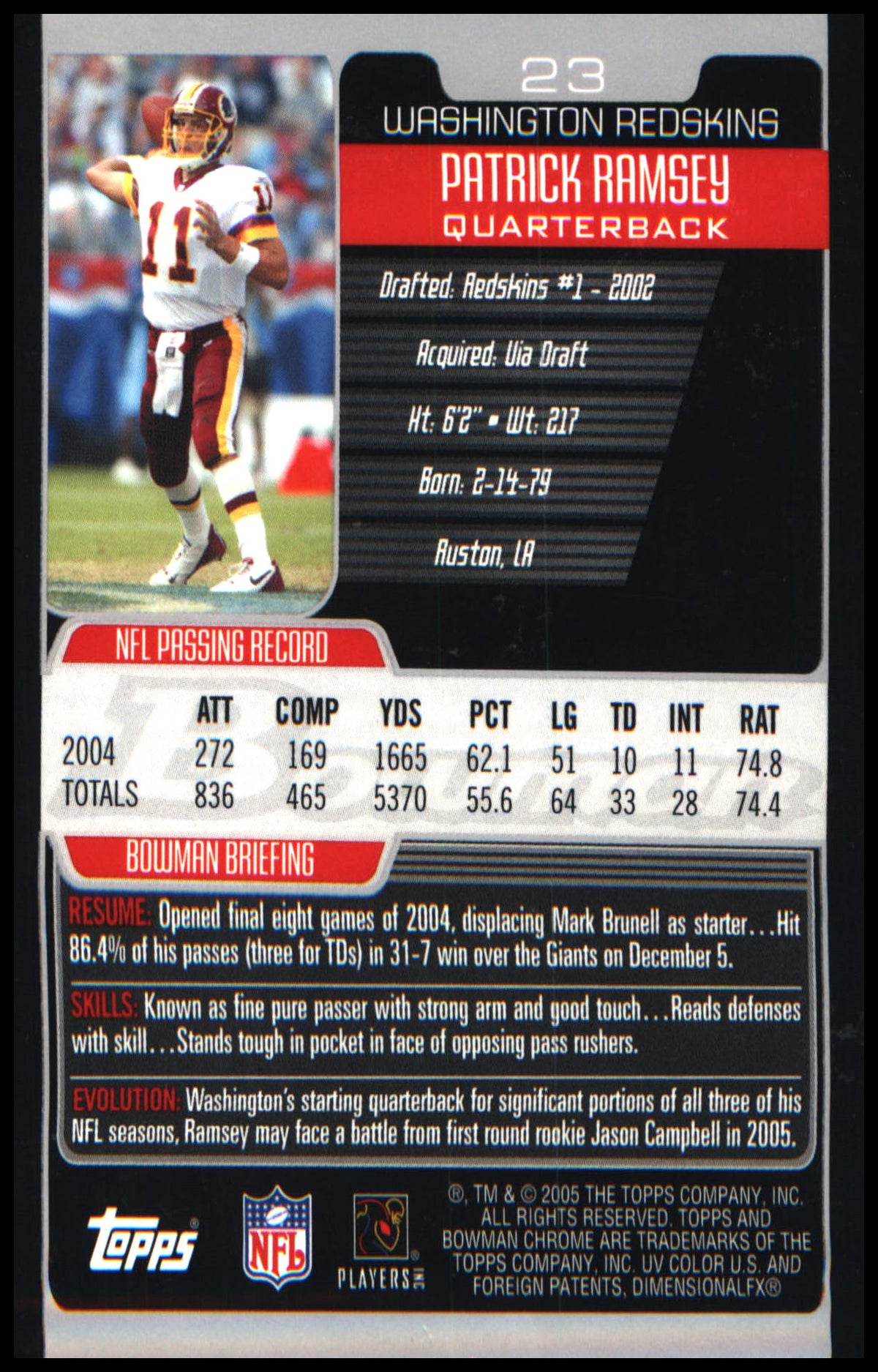Football 2005 Bowman Chrome #23 Patrick Ramsey