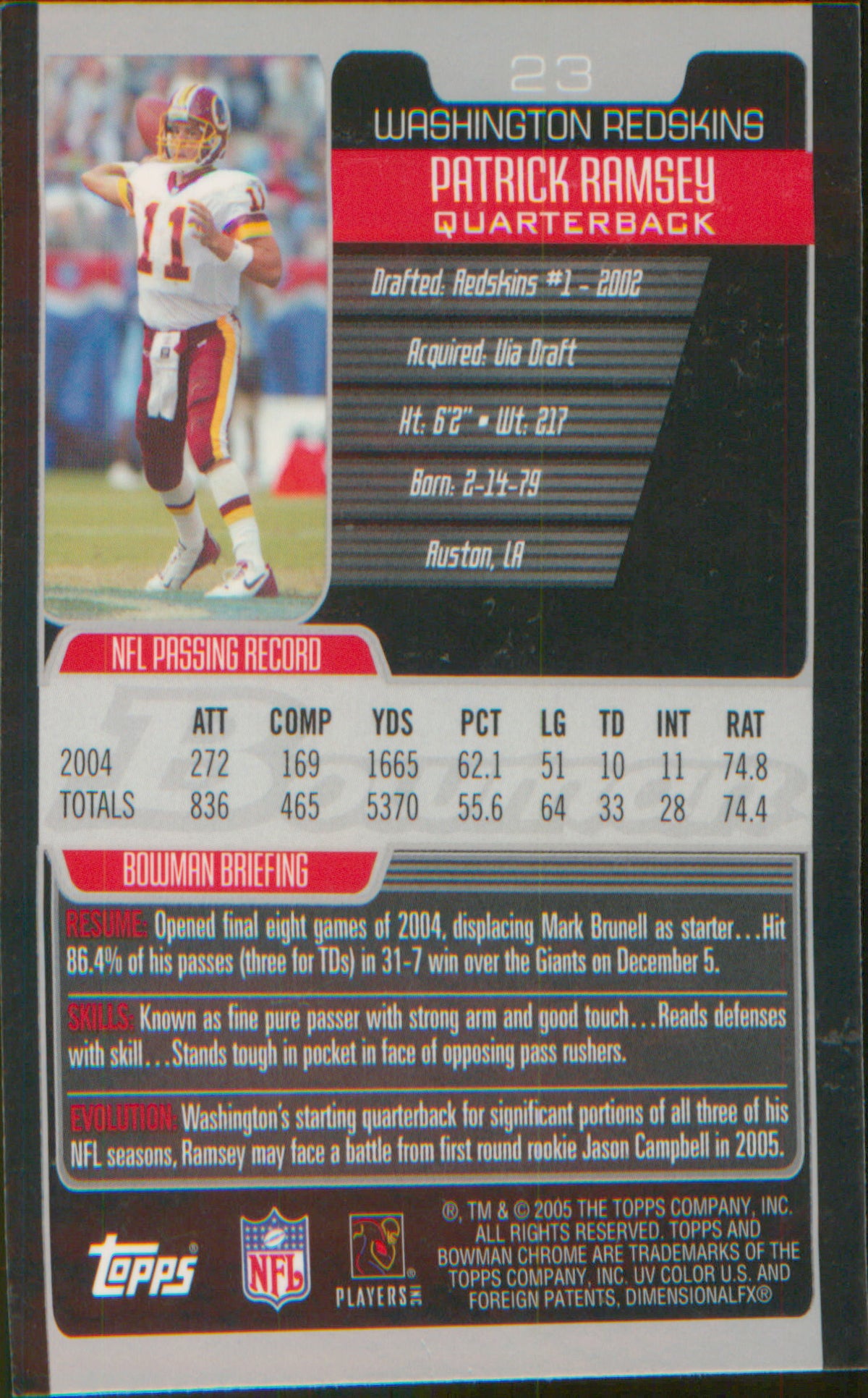 Football 2005 Bowman Chrome #23 Patrick Ramsey