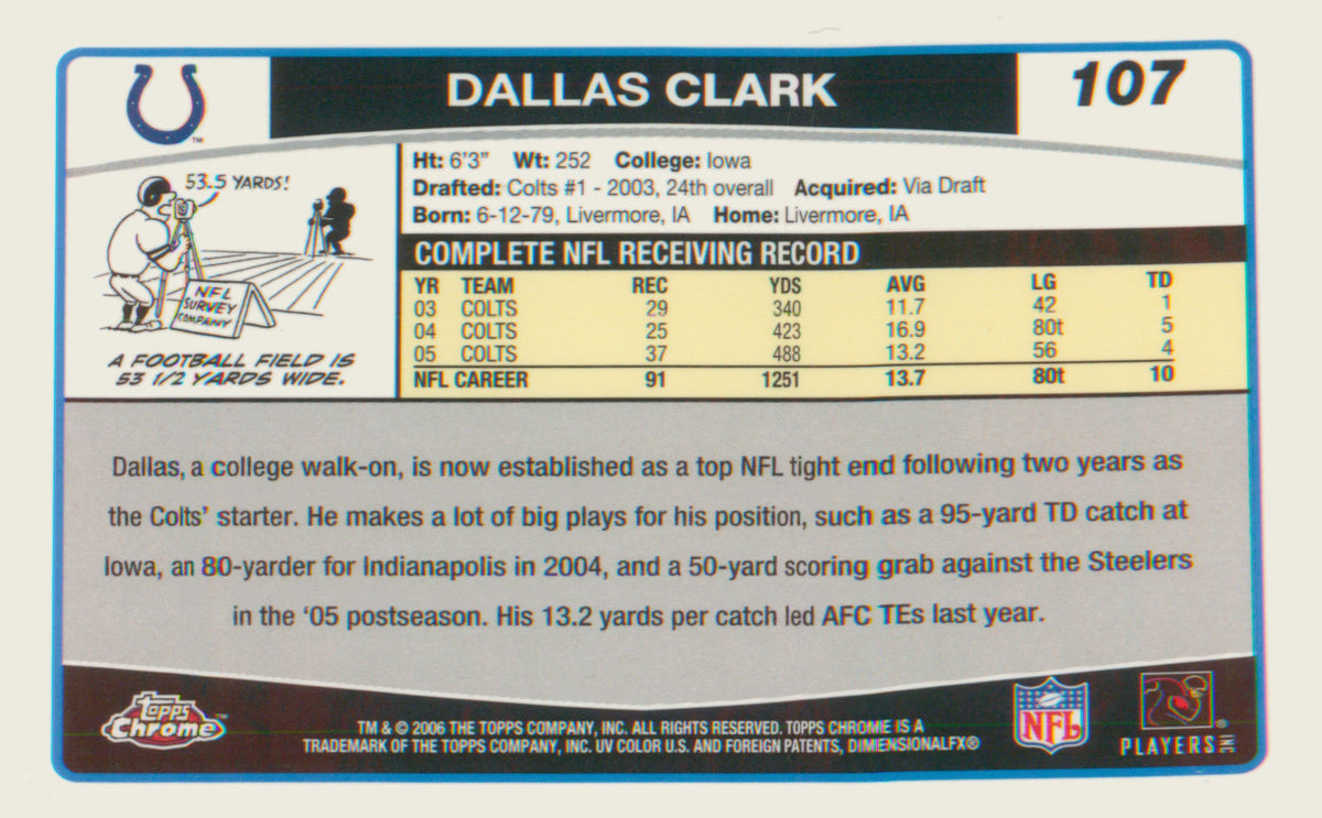 Football 2006 Topps Chrome #107 Dallas Clark