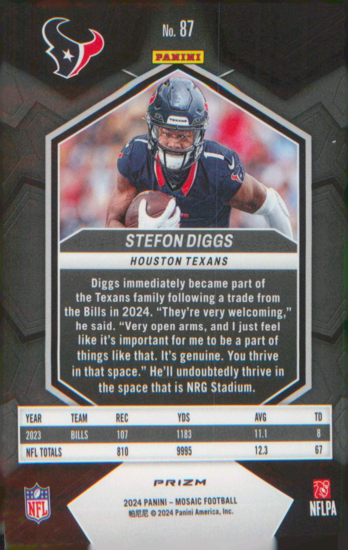 Football 2024 Panini Mosaic Mosaic Green #87 Stefon Diggs