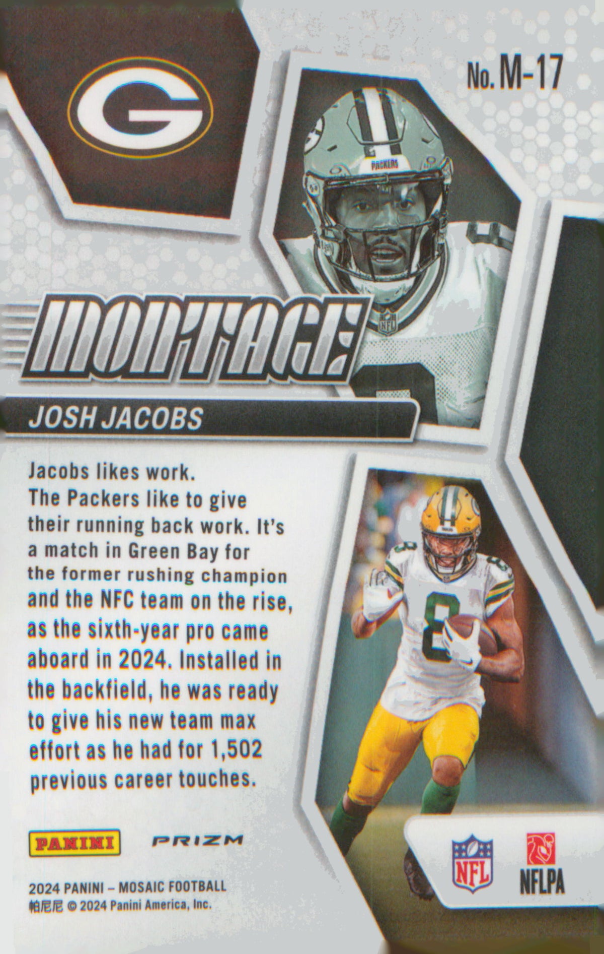 Football 2024 Panini Mosaic Montage Silver #M-17 Josh Jacobs