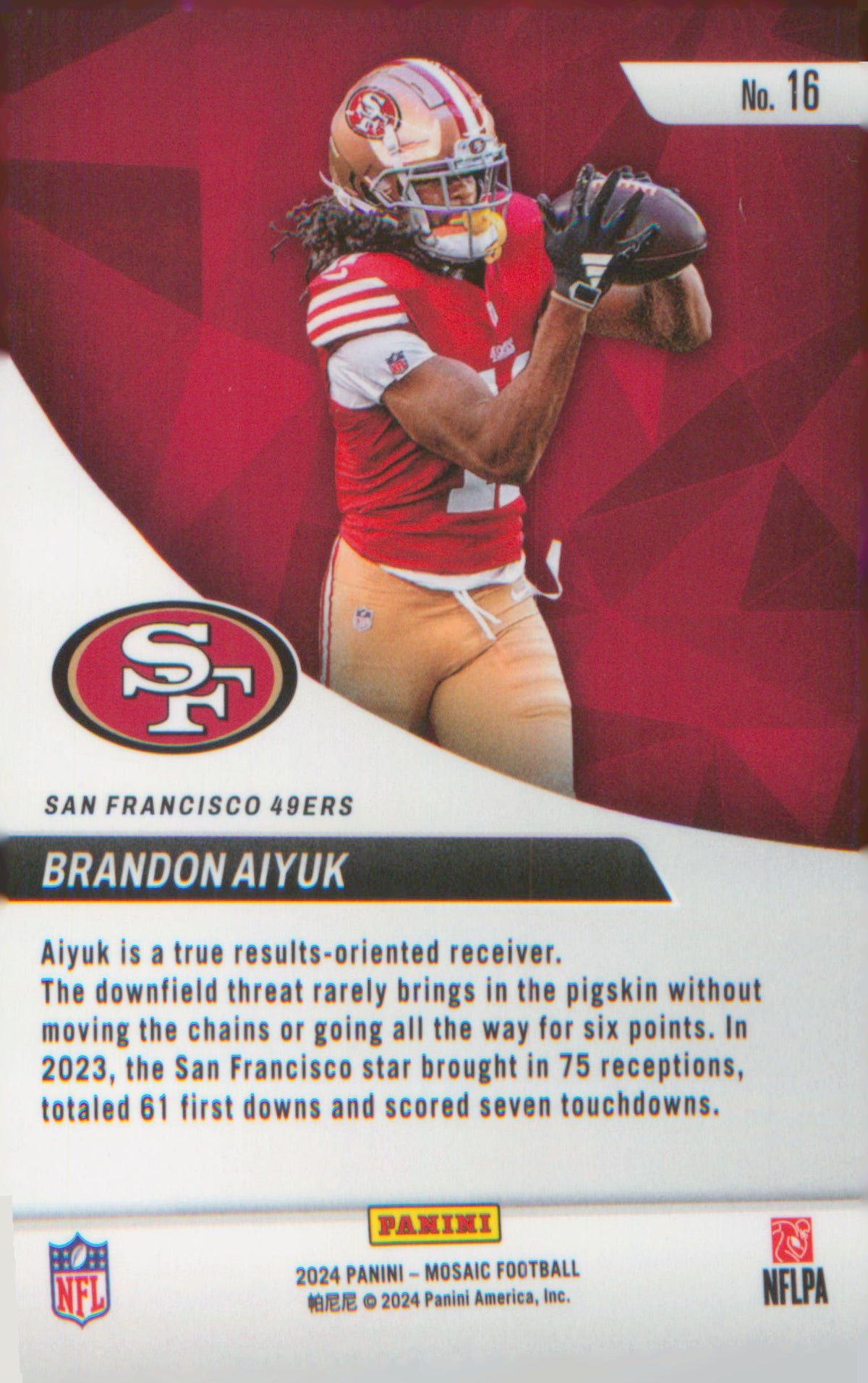 Football 2024 Panini Mosaic Elevate #16 Brandon Aiyuk
