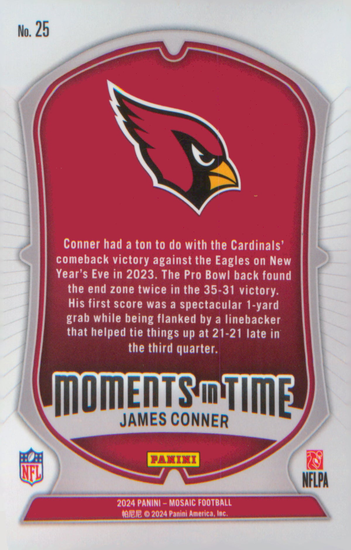 Football 2024 Panini Mosaic Moments in Time #25 James Conner