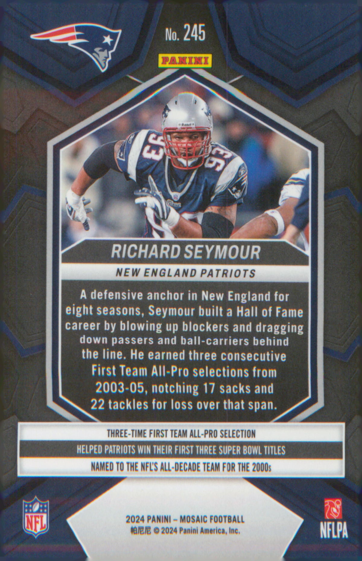 Football 2024 Panini Mosaic #245 Richard Seymour