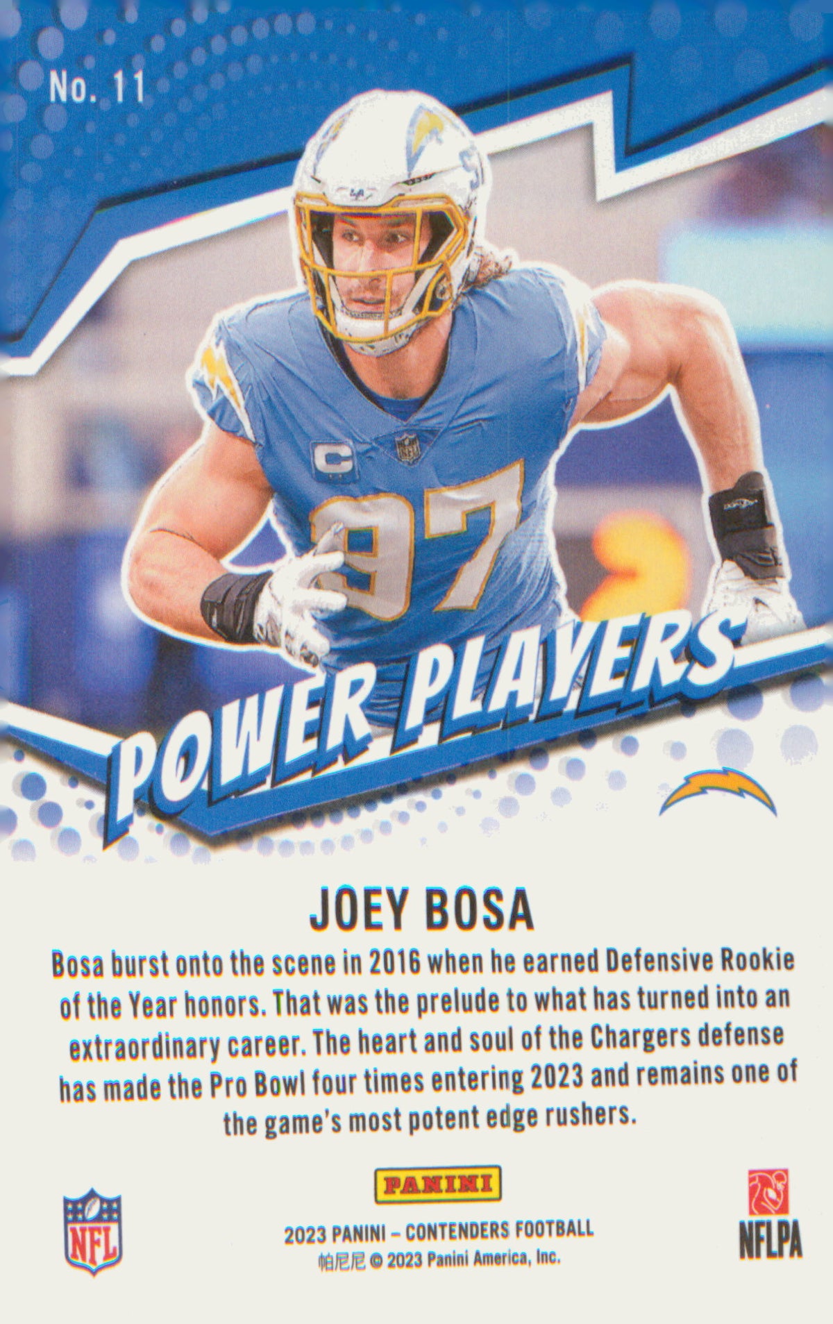 Football 2023 Panini Contenders Power Players Silver #11 Joey Bosa