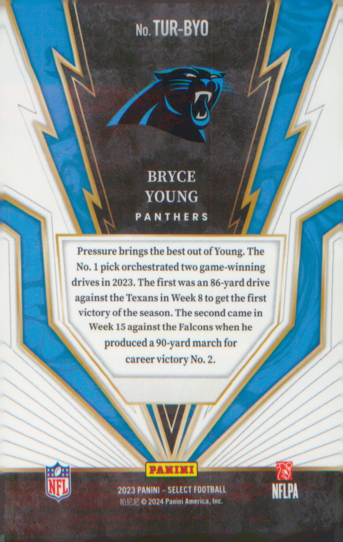 Football 2023 Panini Select Turbocharged #TUR-BYO Bryce Young