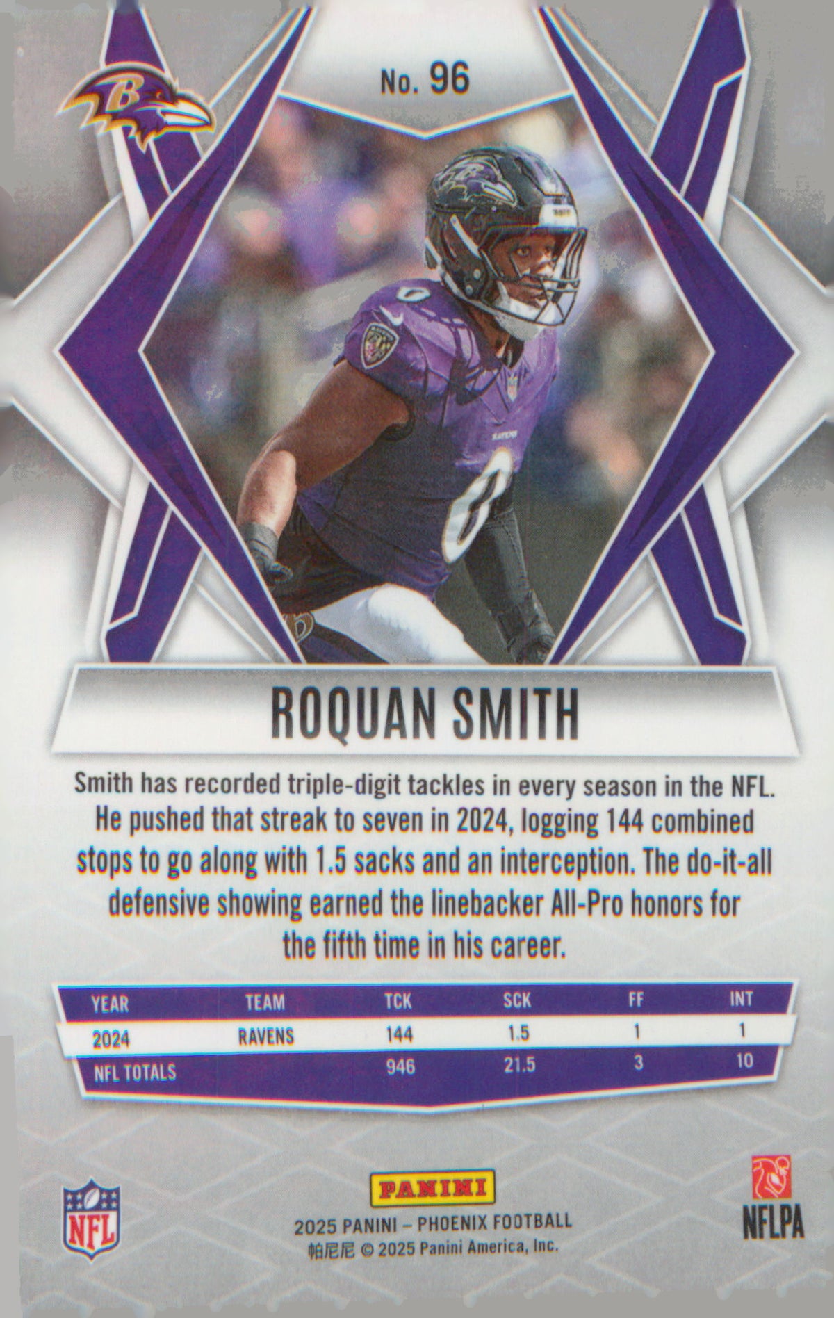 Football 2025 Panini Phoenix #96 Roquan Smith