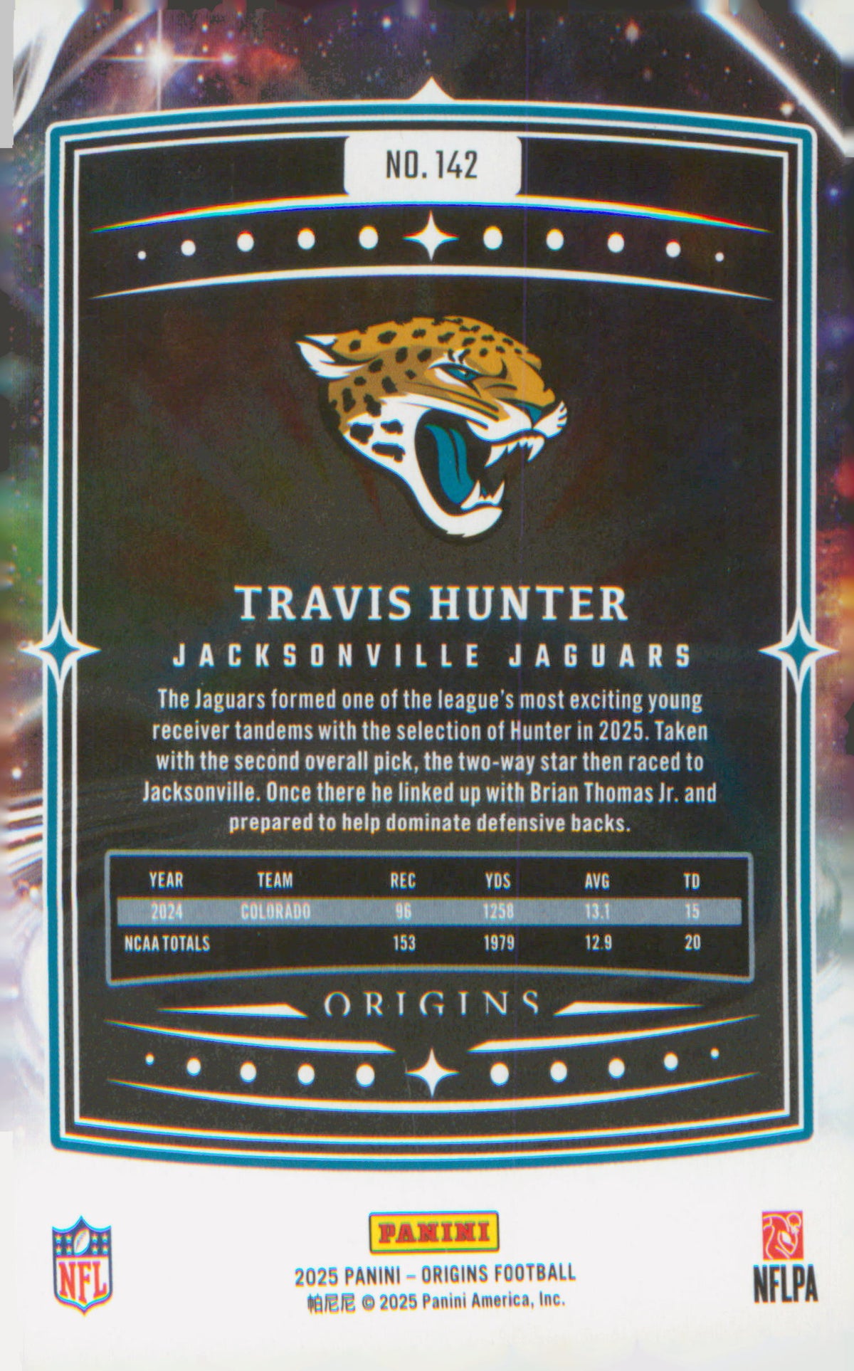 Football 2025 Panini Origins #142 Travis Hunter RC RC