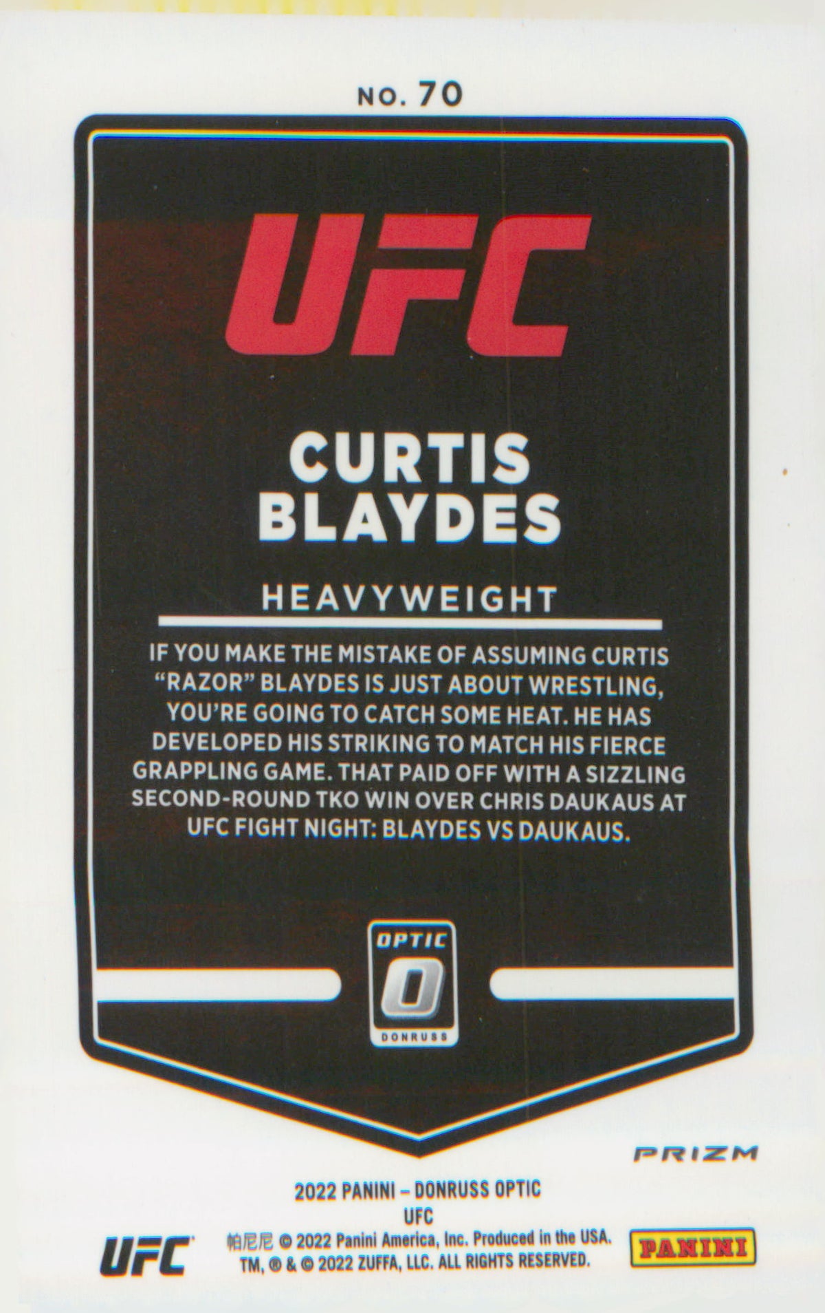 2022 Donruss Optic UFC Blue Velocity #70 Curtis Blaydes