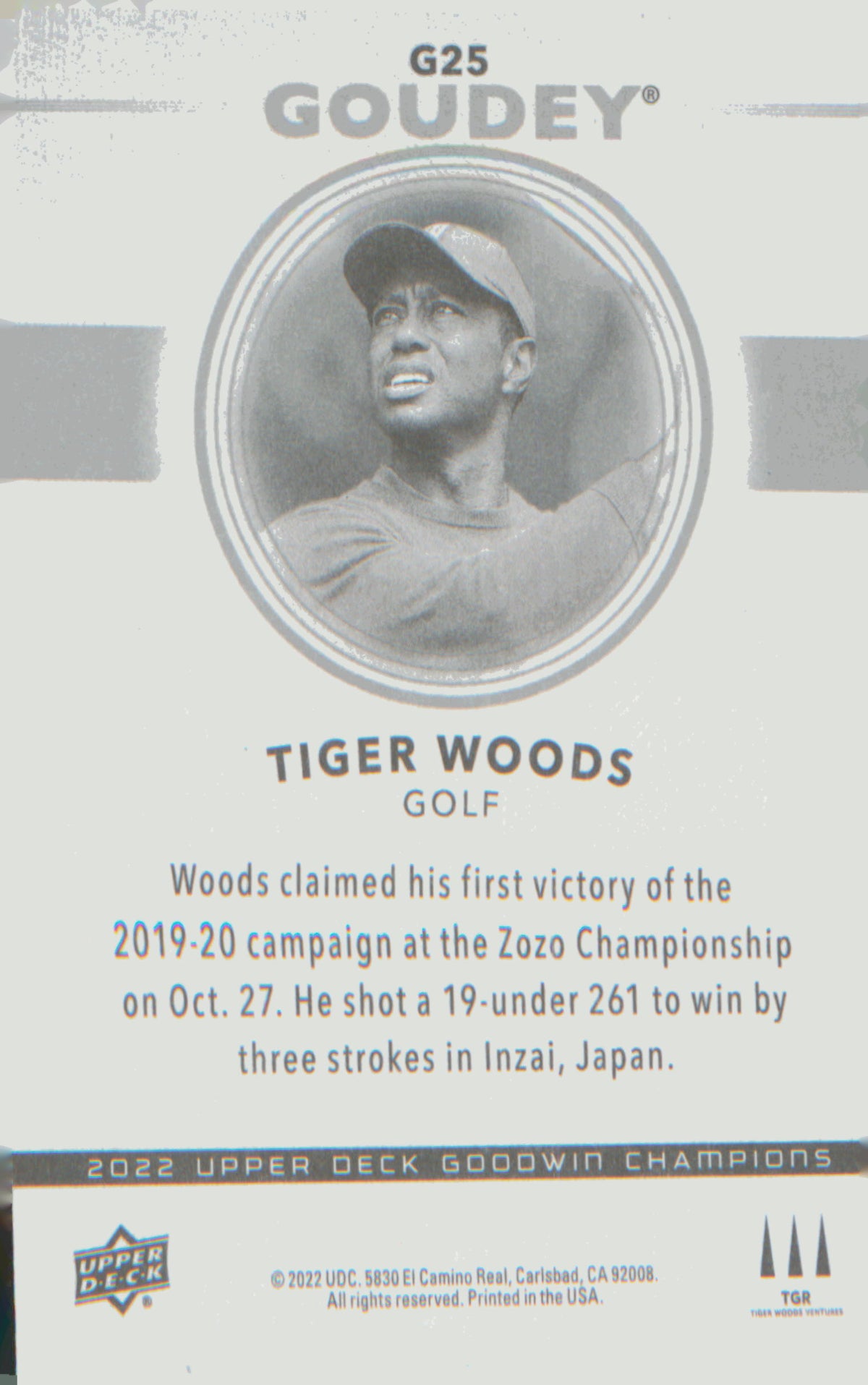 Other Sports 2022 Upper Deck Goodwin Champions Goudey #G25 Tiger Woods