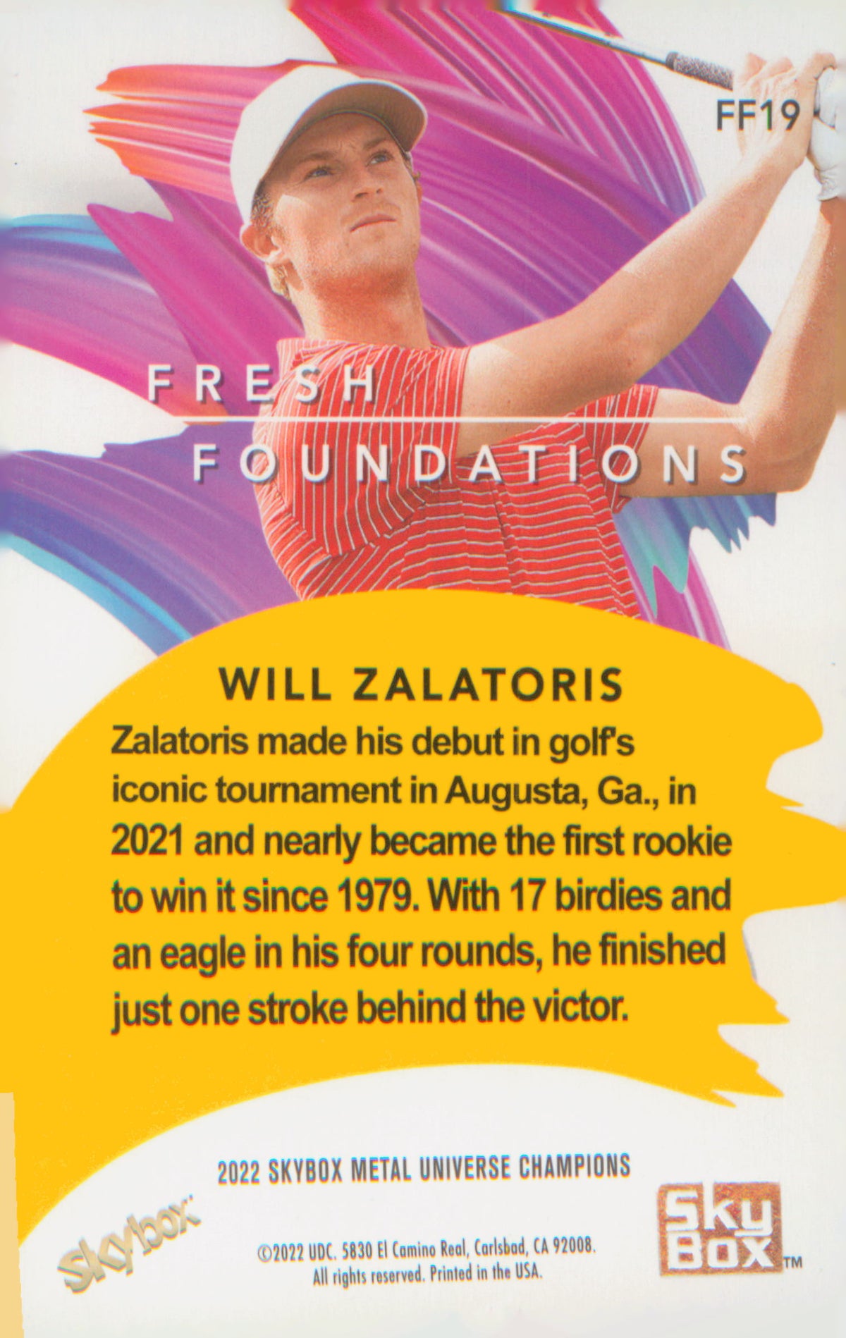 2022 SkyBox Metal Universe Champions Fresh Foundations #FF19 Will Zalatoris