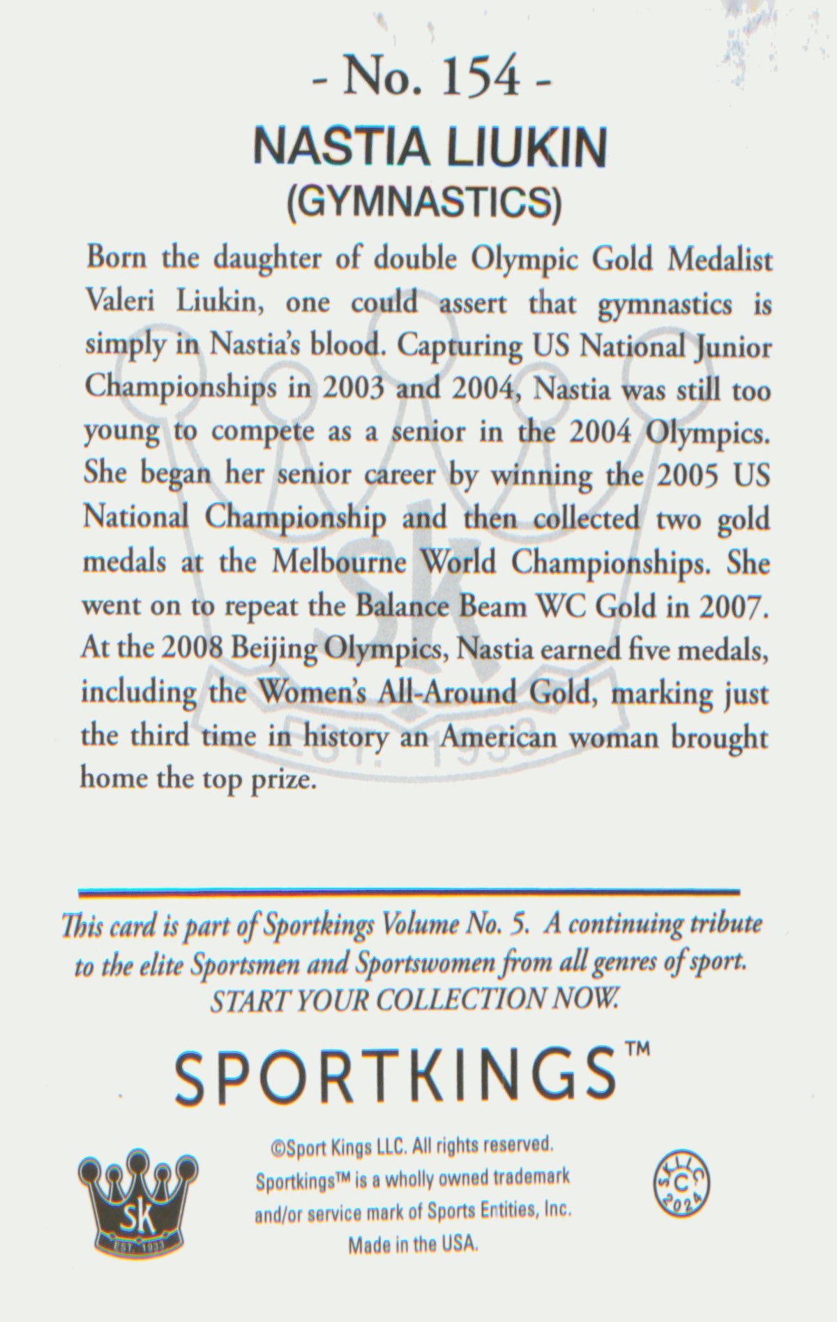 Other Sports 2024 Sportkings Volume 5 Blue #154 Nastia Liukin