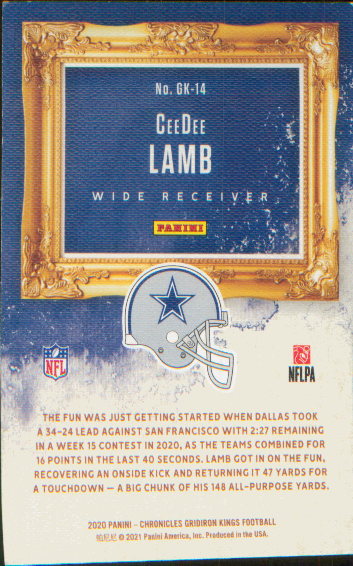 Football 2020 Panini Chronicles Gridiron Kings Green #GK-14 CeeDee Lamb