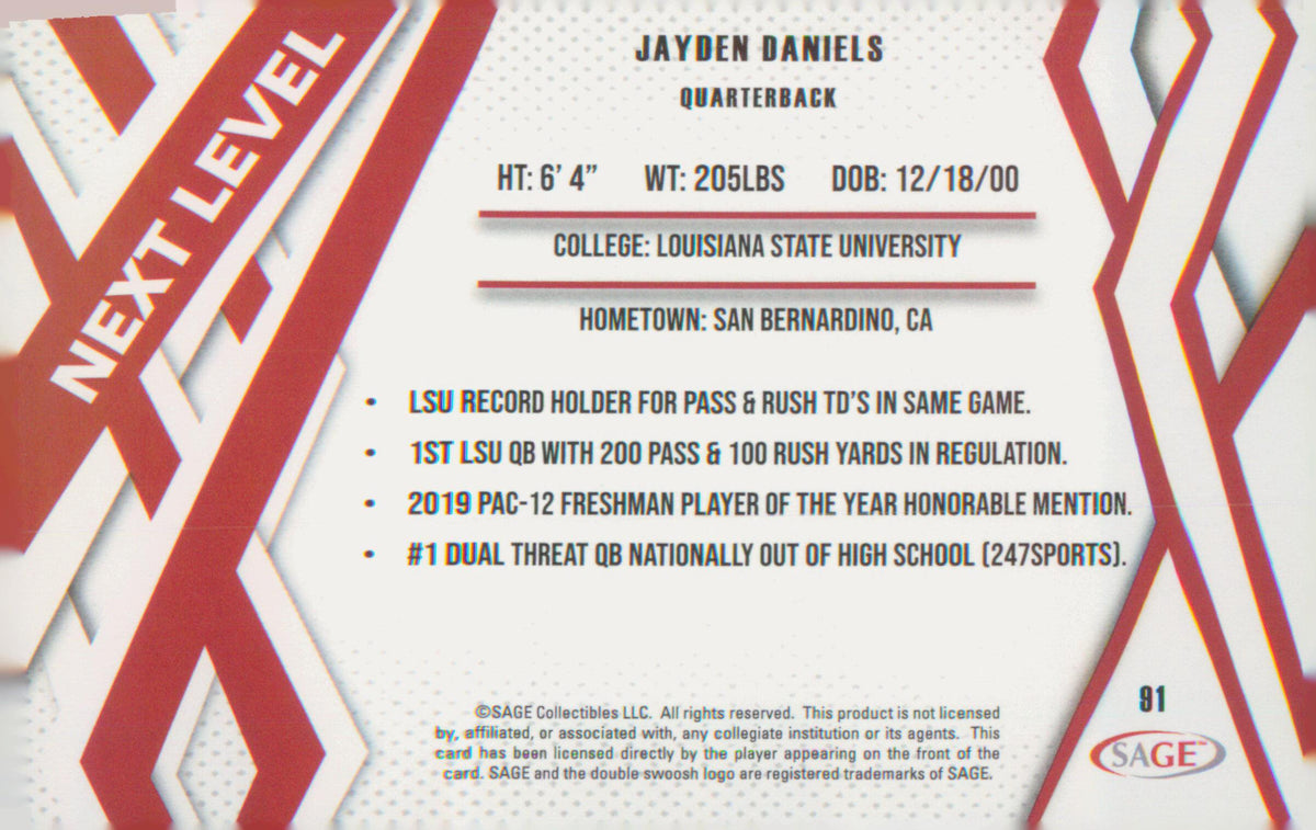 Football 2024 SAGE HIT #91 Jayden Daniels