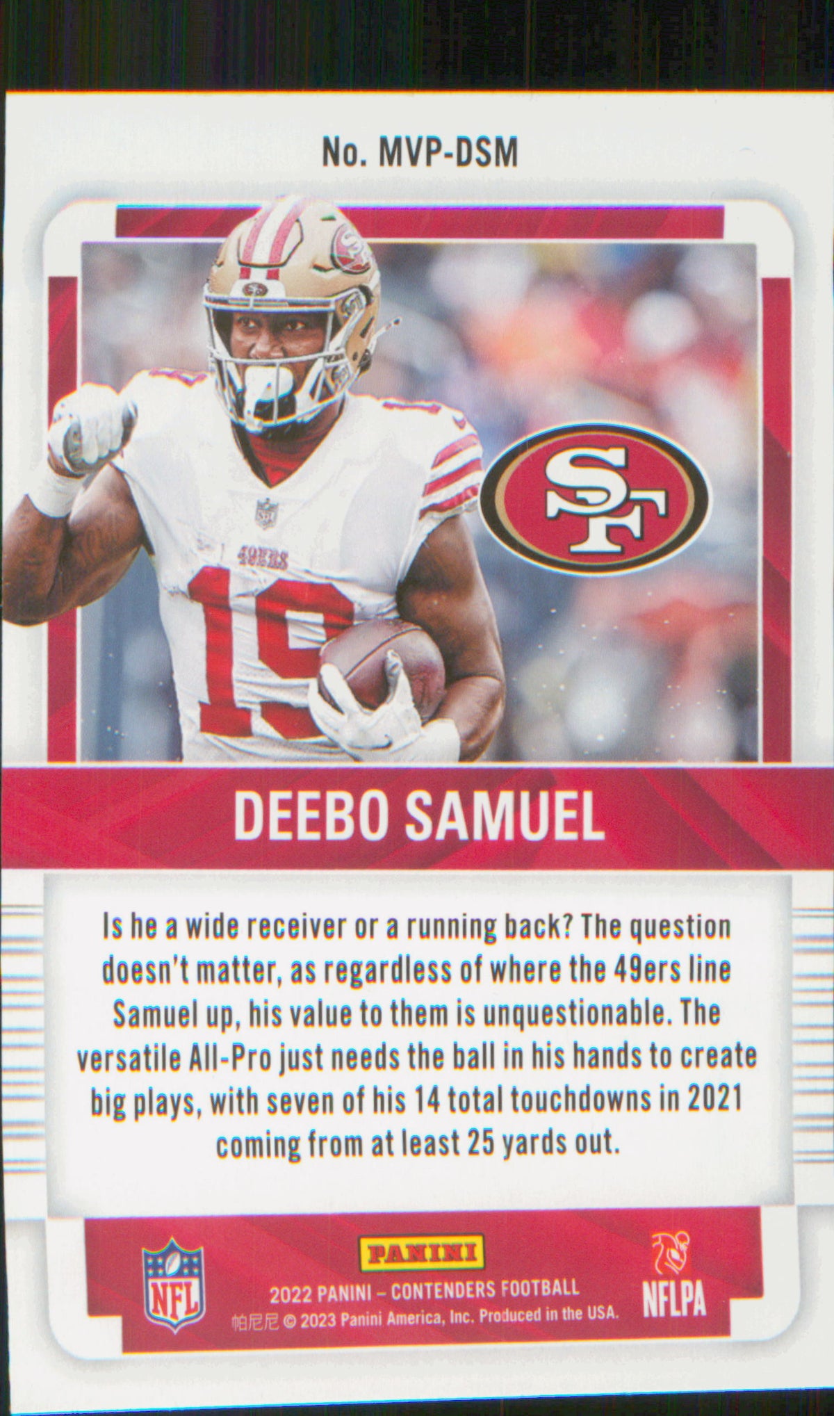 2022 Panini Contenders MVP Contenders Green #MVP-DSM Deebo Samuel