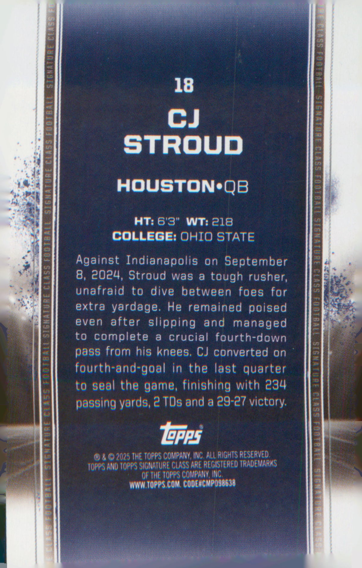 Football 2024 Topps Signature Class #18 CJ Stroud