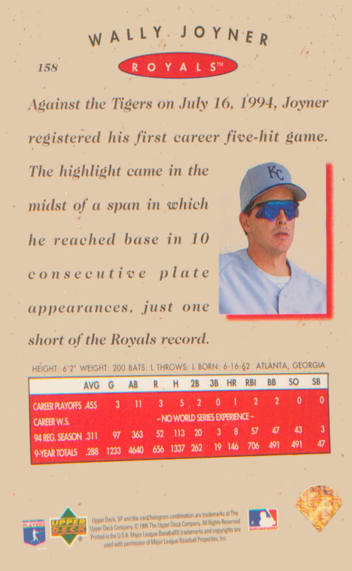 1995 SP Championship #158 Wally Joyner