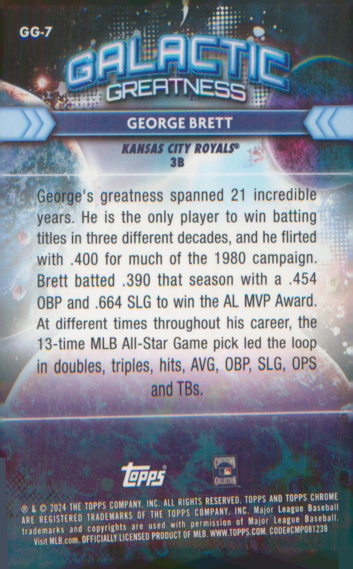 2024 Topps Chrome Cosmic Galactic Greatness #GG-7 George Brett