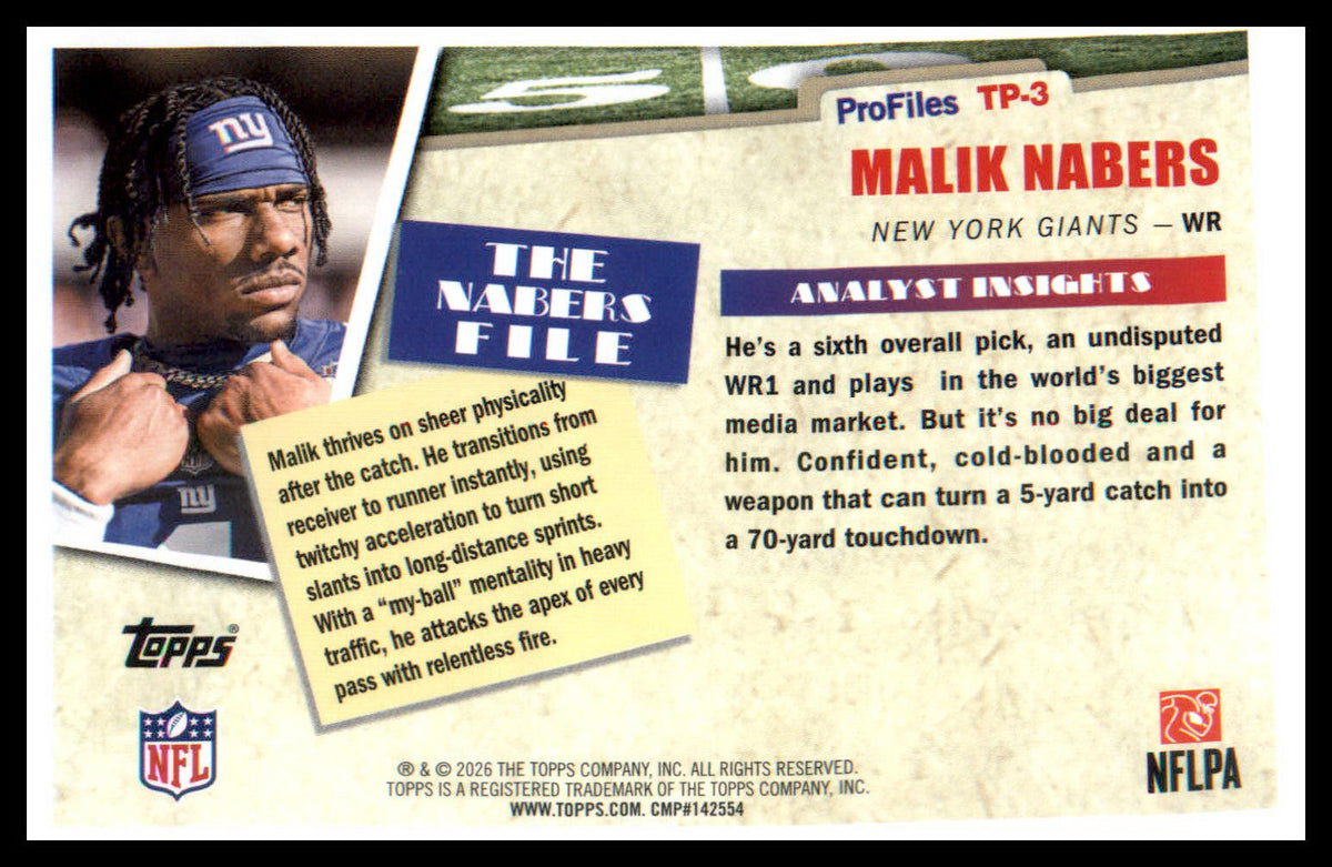 2026 Topps Flagship Topps Flagship Profiles #TP-3 Malik Nabers