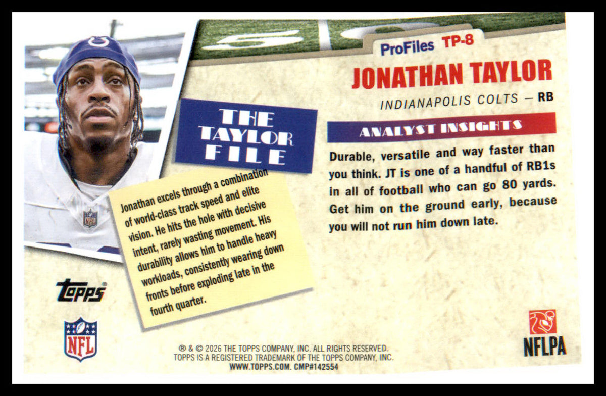 2026 Topps Flagship Topps Flagship Profiles #TP-8 Jonathan Taylor