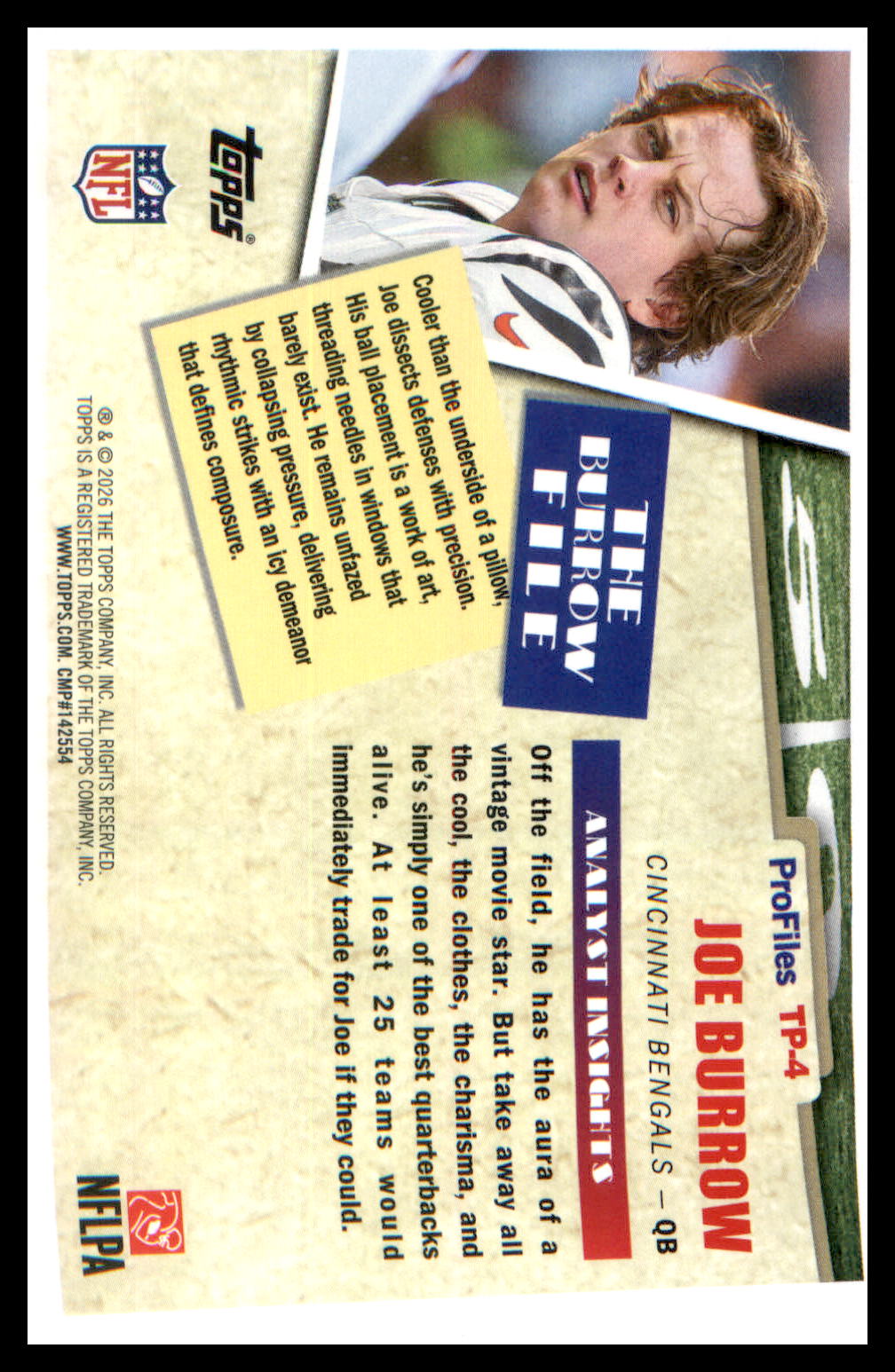 2026 Topps Flagship Topps Flagship Profiles #TP-4 Joe Burrow