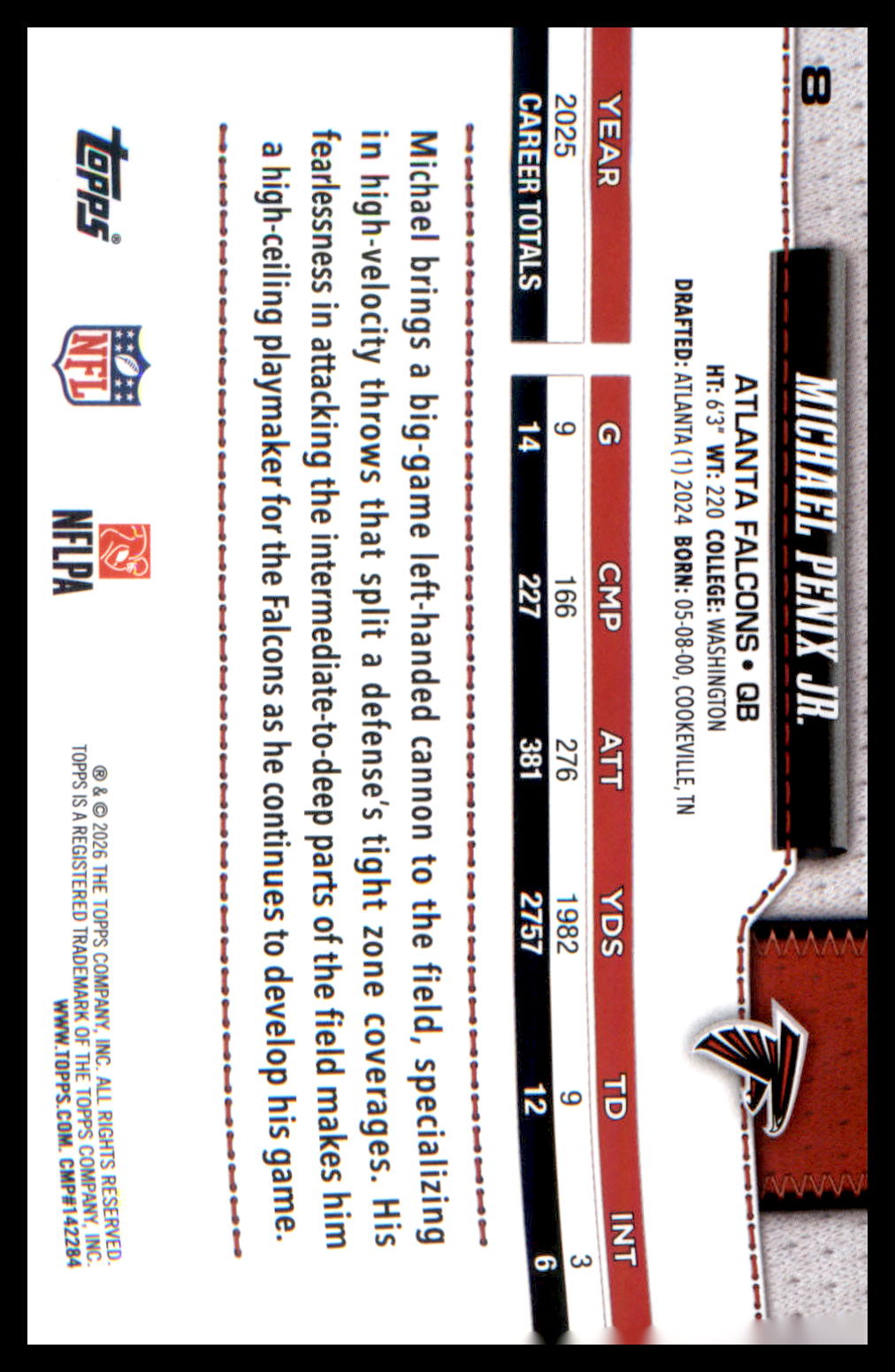 2026 Topps Flagship Rainbow Foil Football Border #8 Michael Penix Jr.
