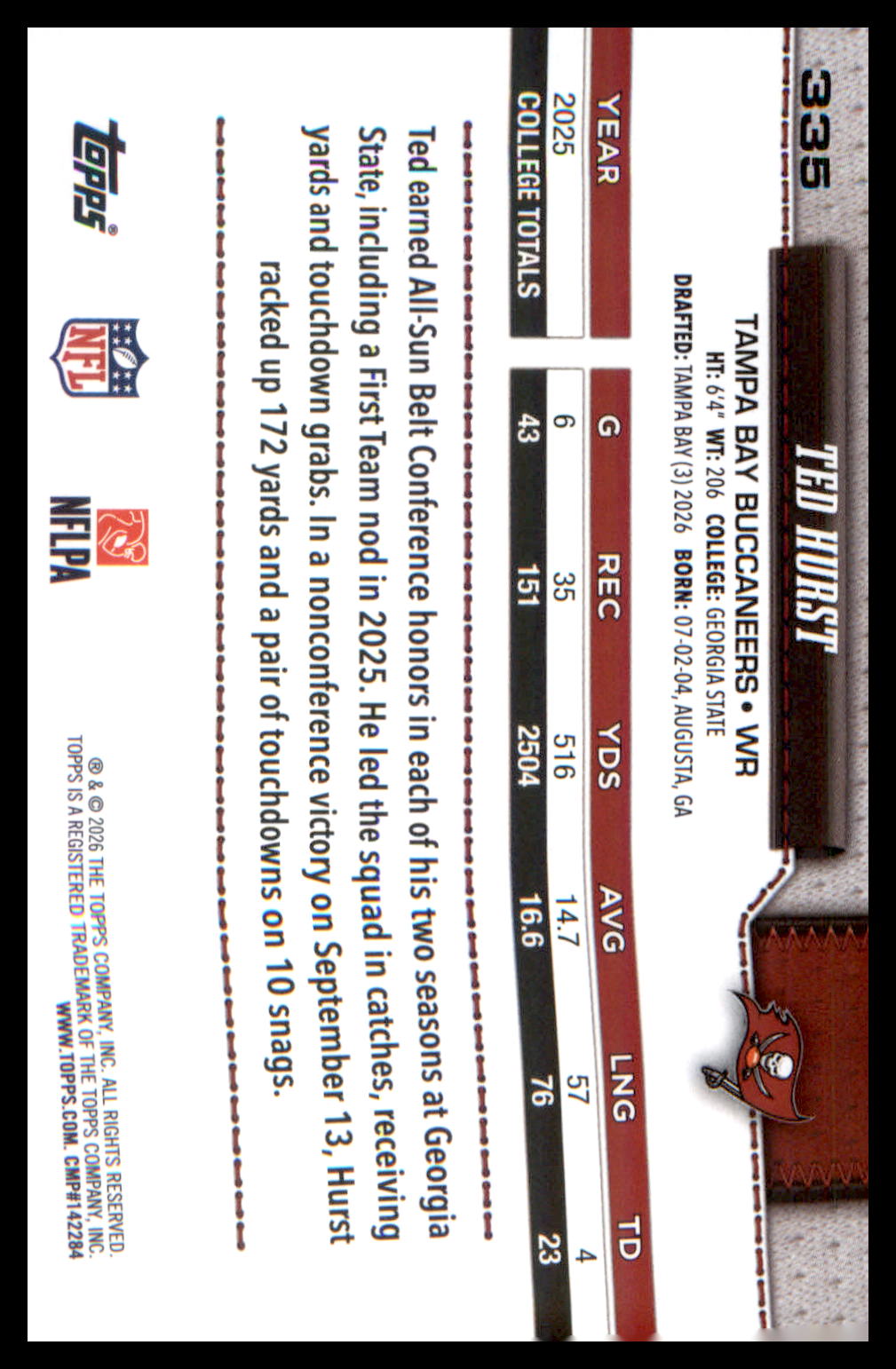 2026 Topps Flagship Rookie Card #335 Ted Hurst