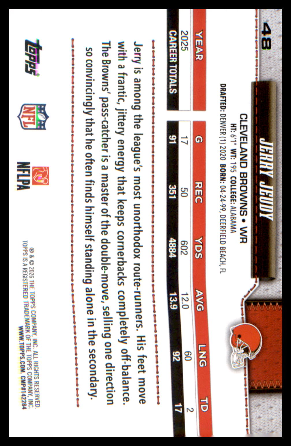2026 Topps Flagship Football Base #48 Jerry Jeudy