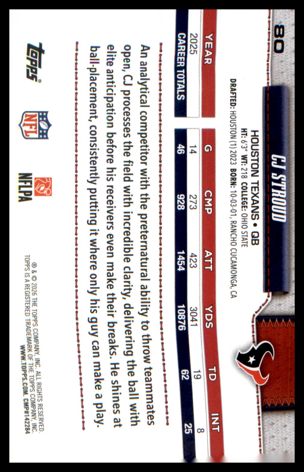 2026 Topps Flagship Football Base #80 CJ Stroud
