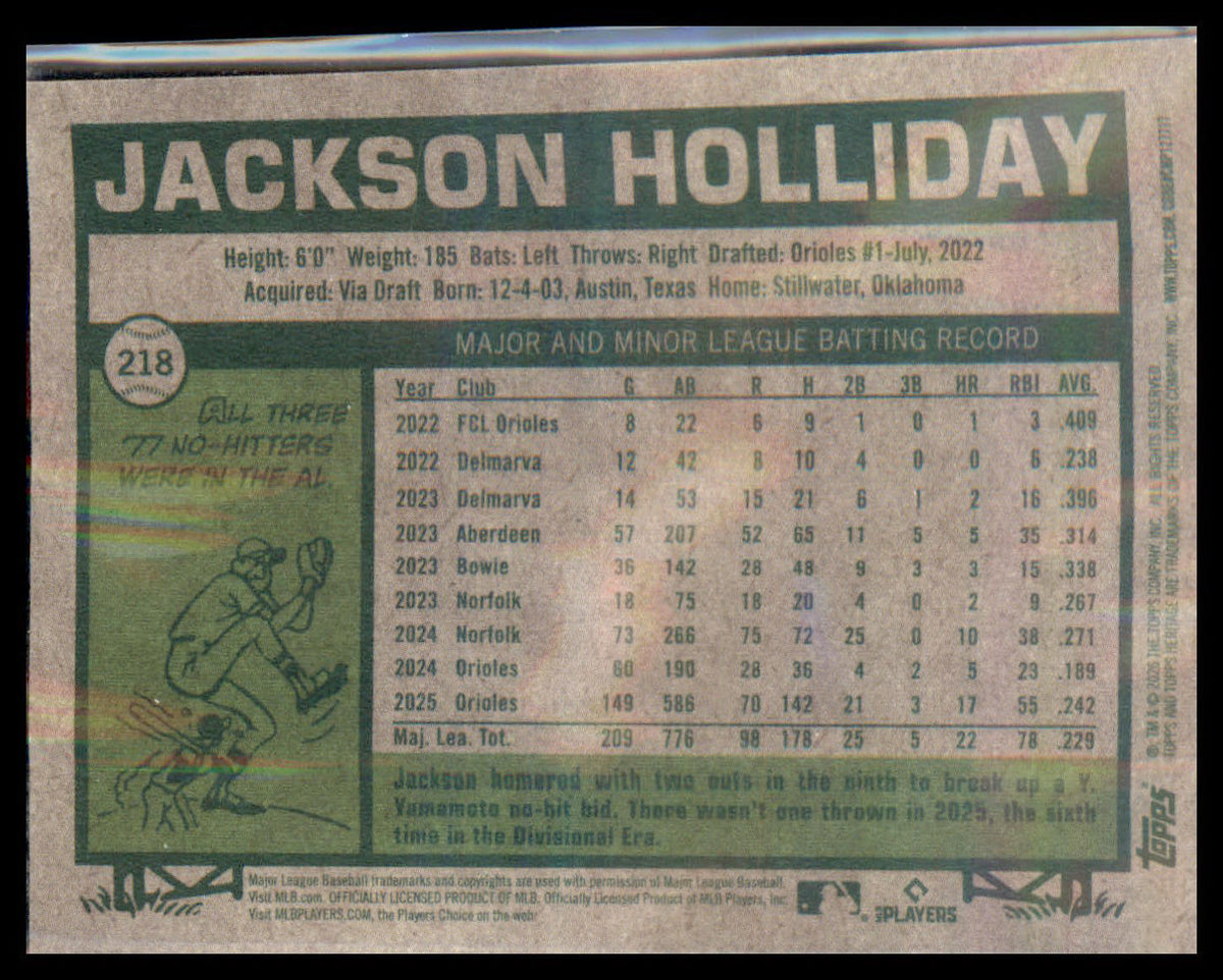 2026 Topps Heritage #218 Jackson Holliday