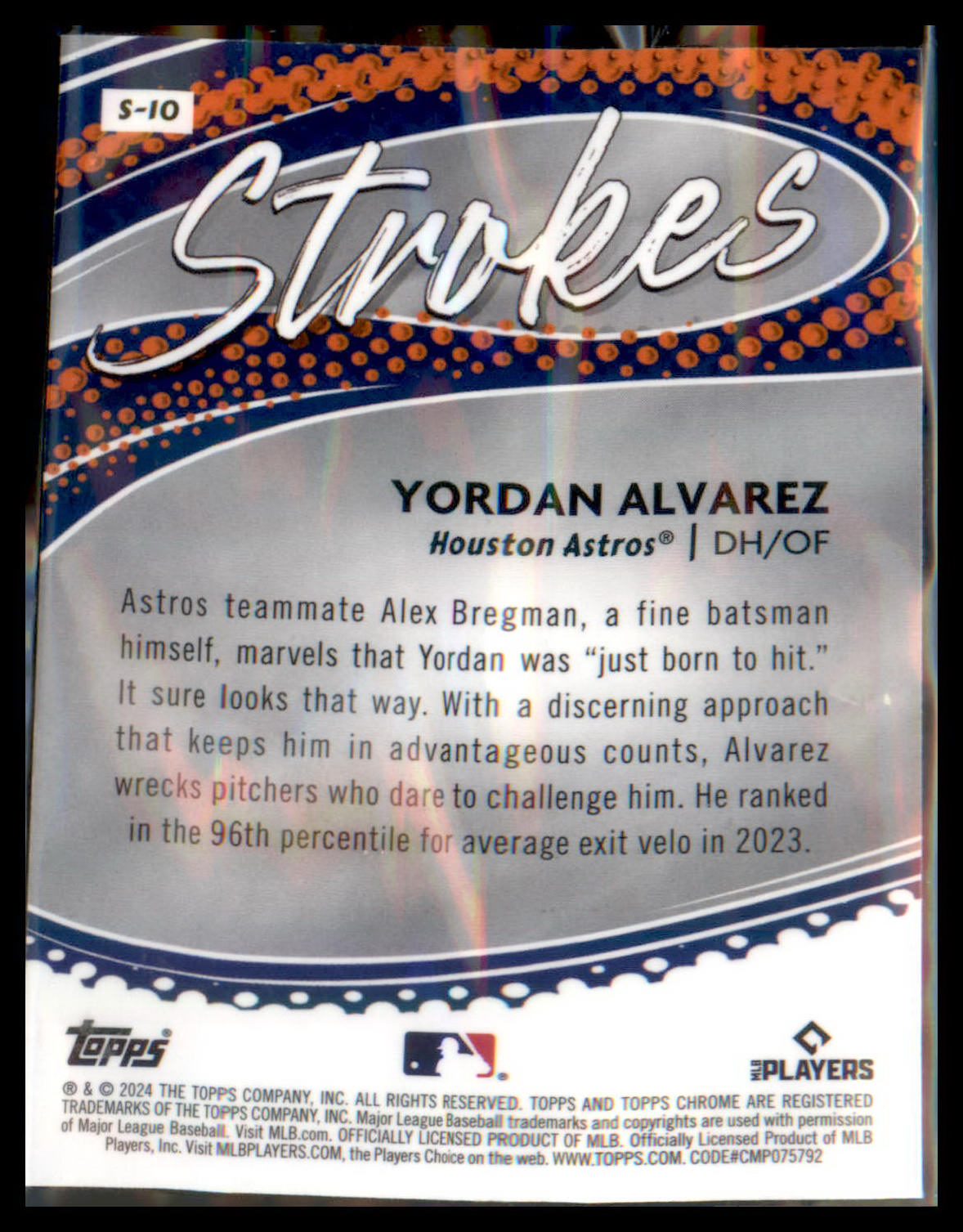 2024 Topps Chrome Strokes Refractor #S-10 Yordan Alvarez