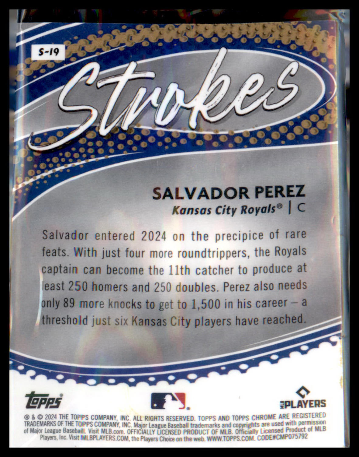 2024 Topps Chrome Strokes Refractor #S-19 Salvador Perez