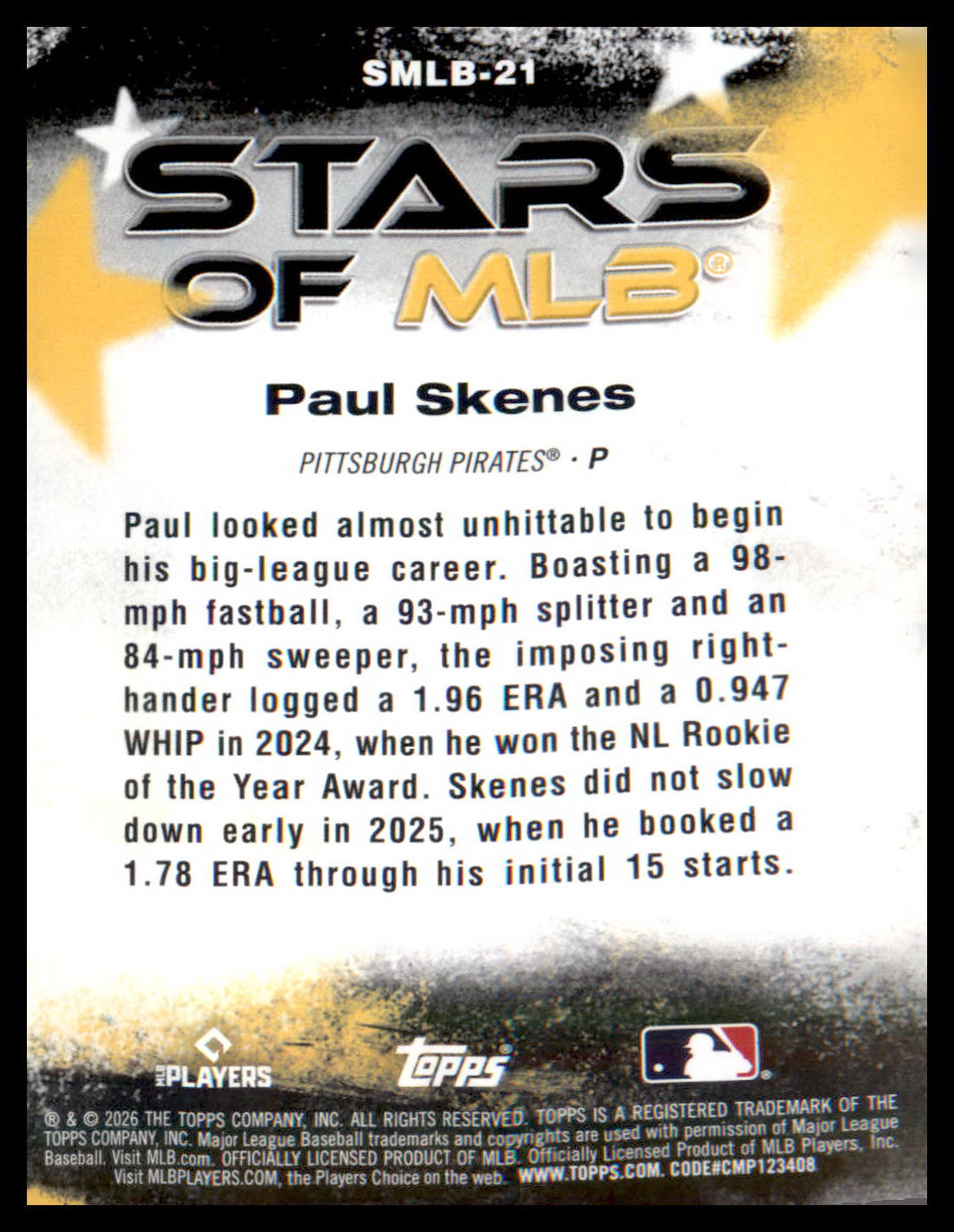 2026 Topps Stars of MLB #SMLB-21 Paul Skenes