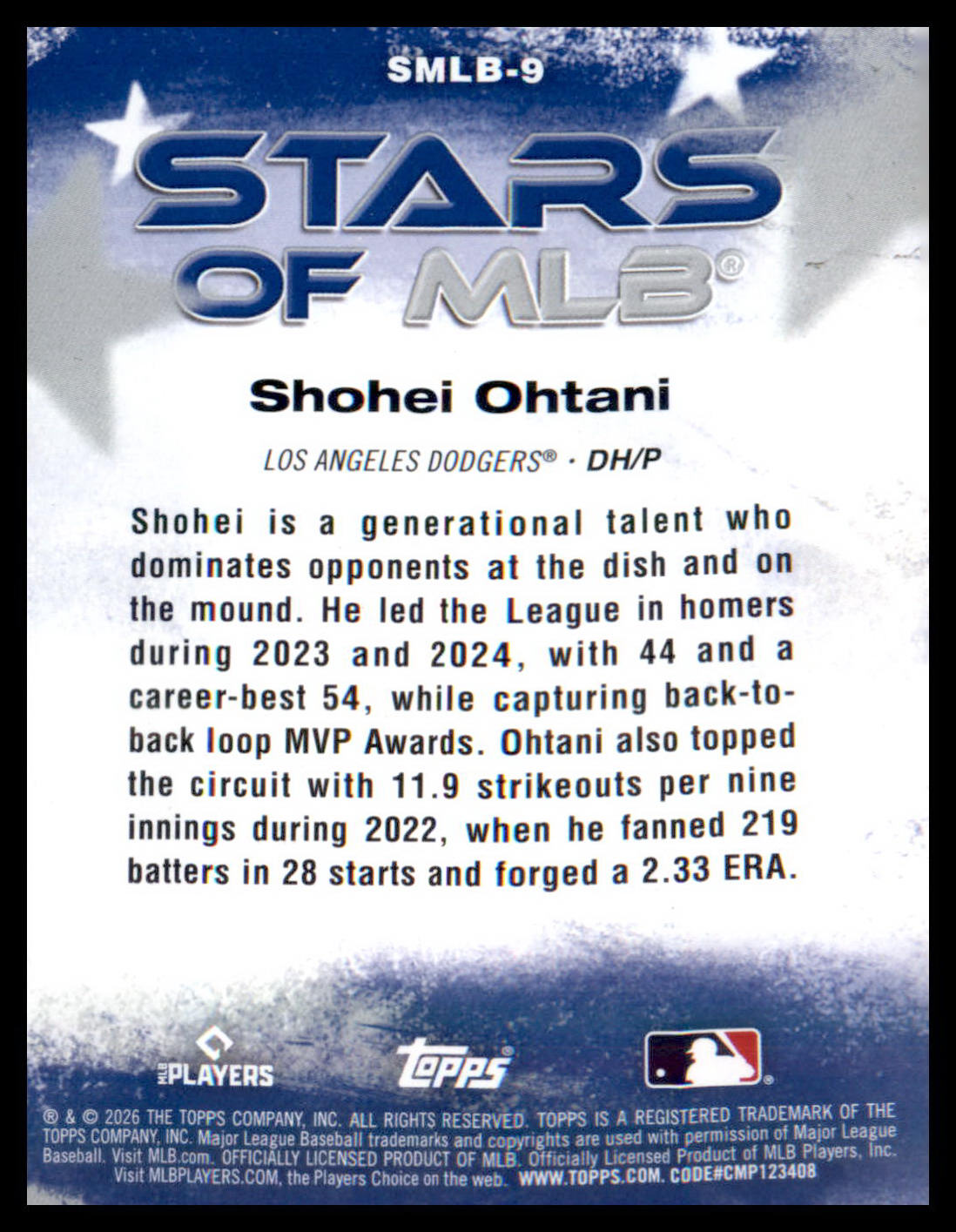 2026 Topps Stars of MLB #SMLB-9 Shohei Ohtani