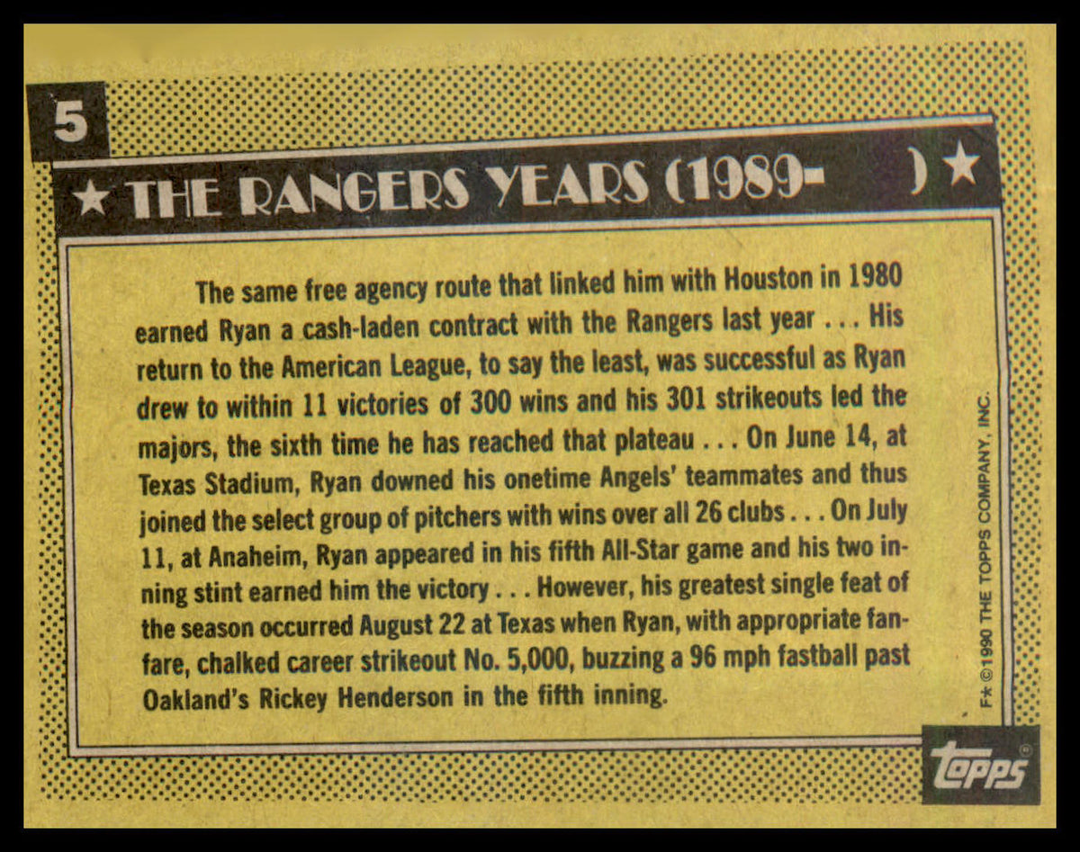 1990 Topps #5 Nolan Ryan
